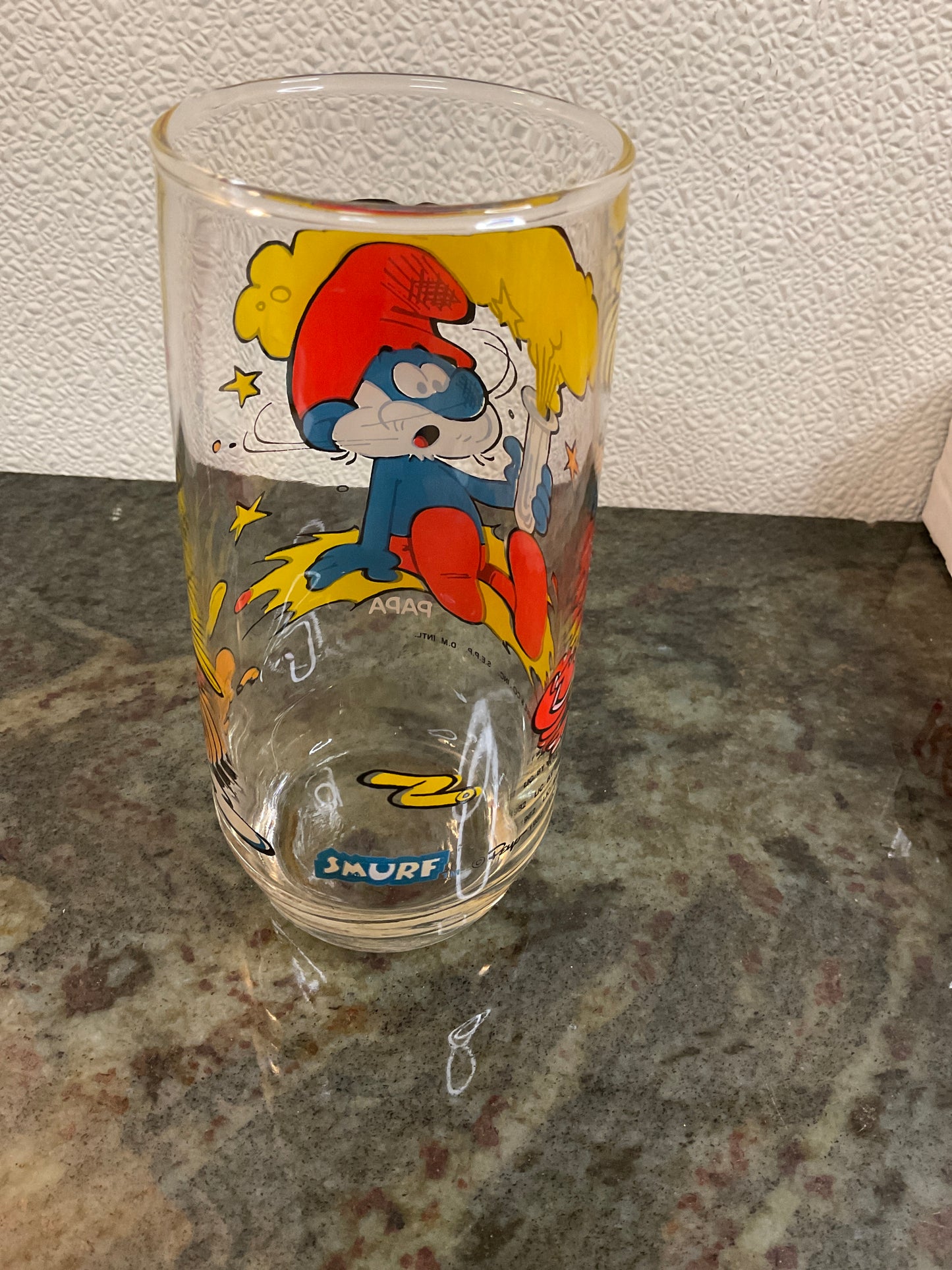 Vintage” Papa” Smurf Collectible Glass
