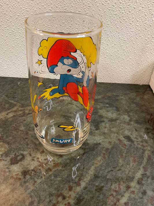 Vintage” Papa” Smurf Collectible Glass