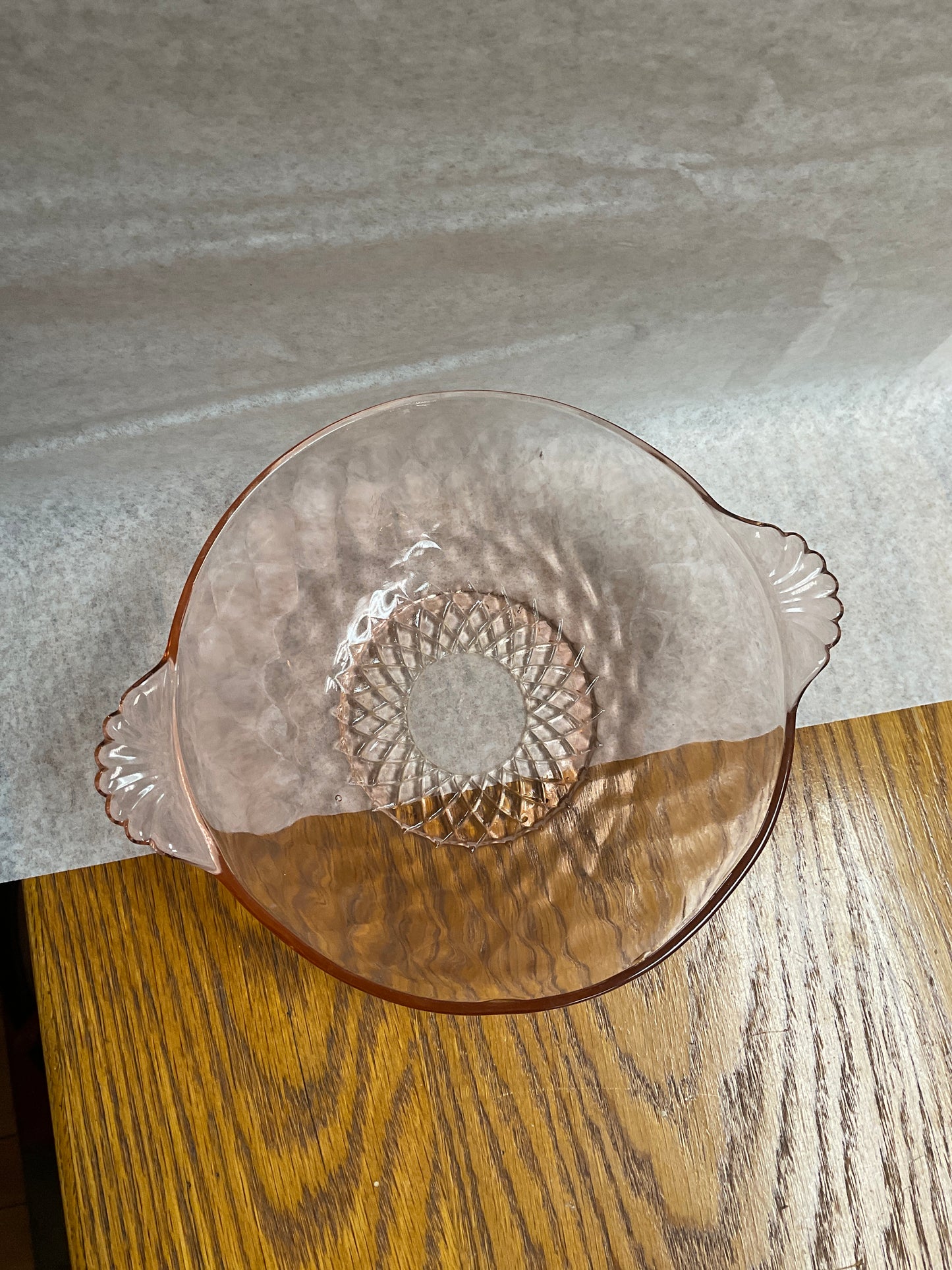 Vintage Pink Depression Glass Serving Bowl