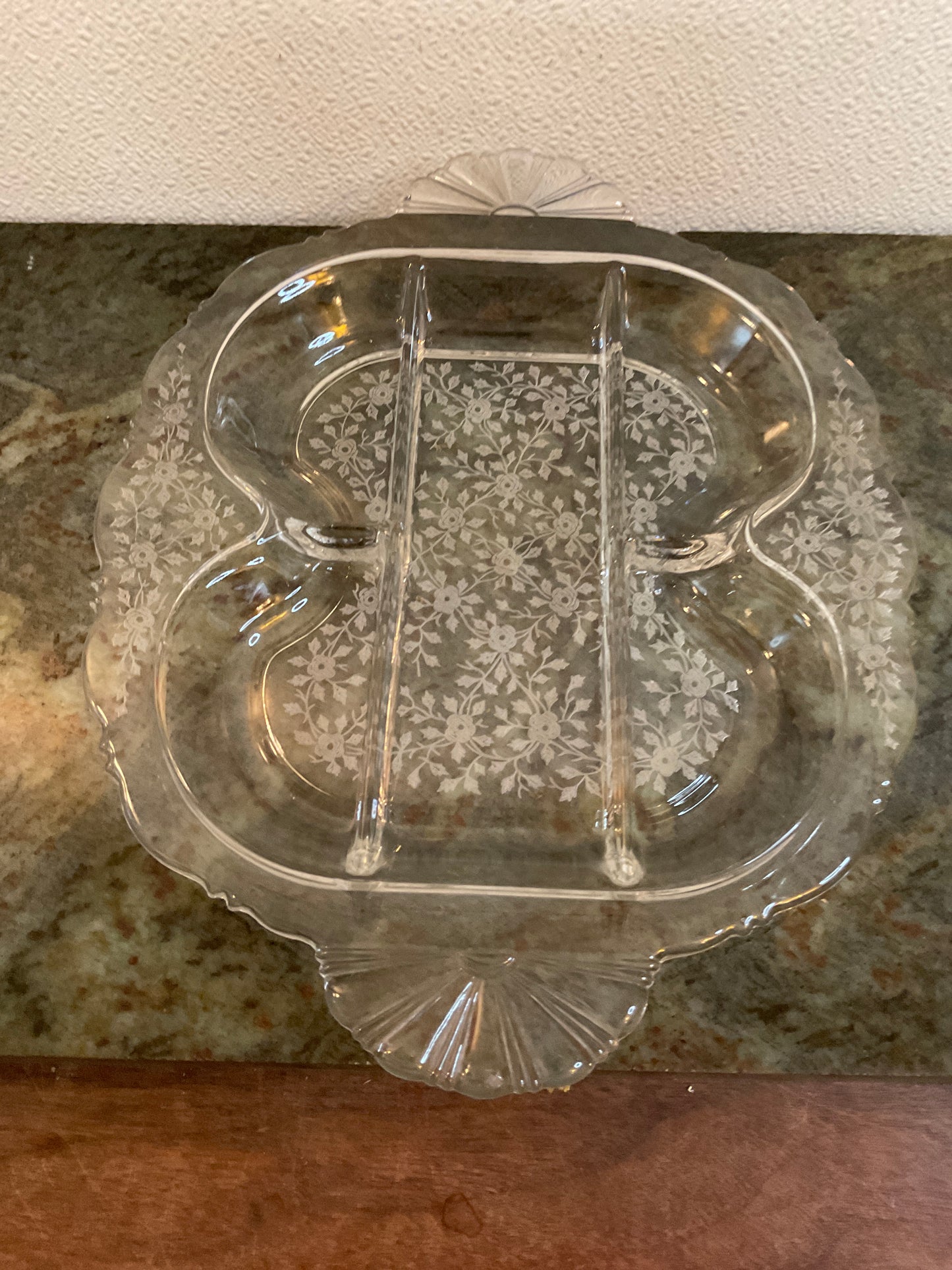 Cambridge Glass Diane Divided Relish Dish