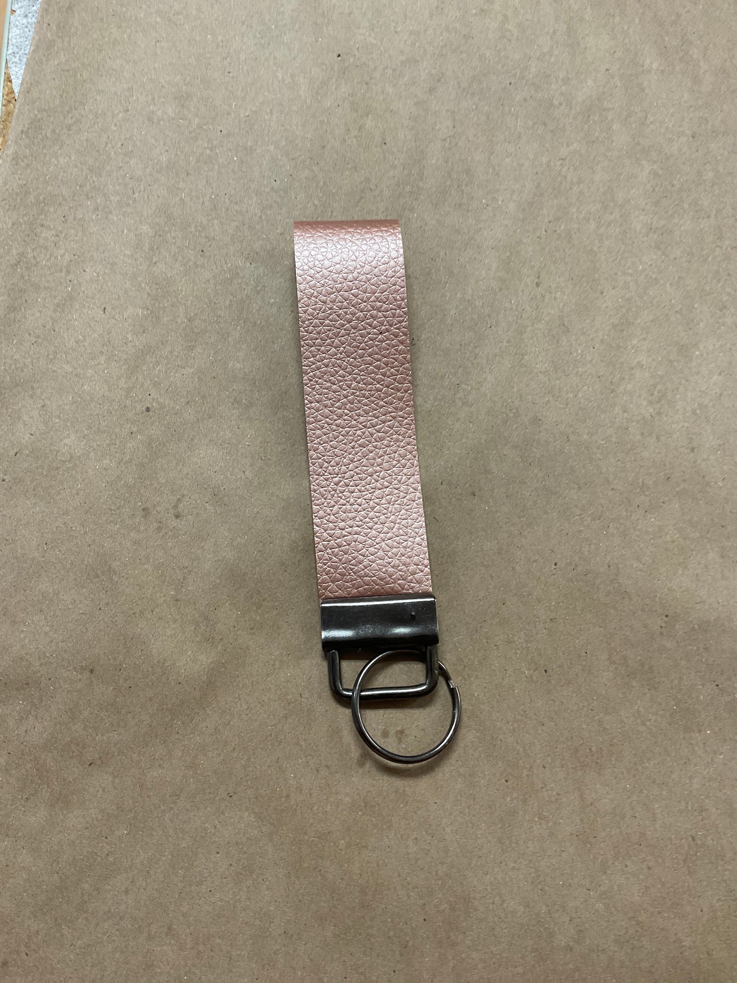 Faux Leather Shimmer Pink Wrist Keychain