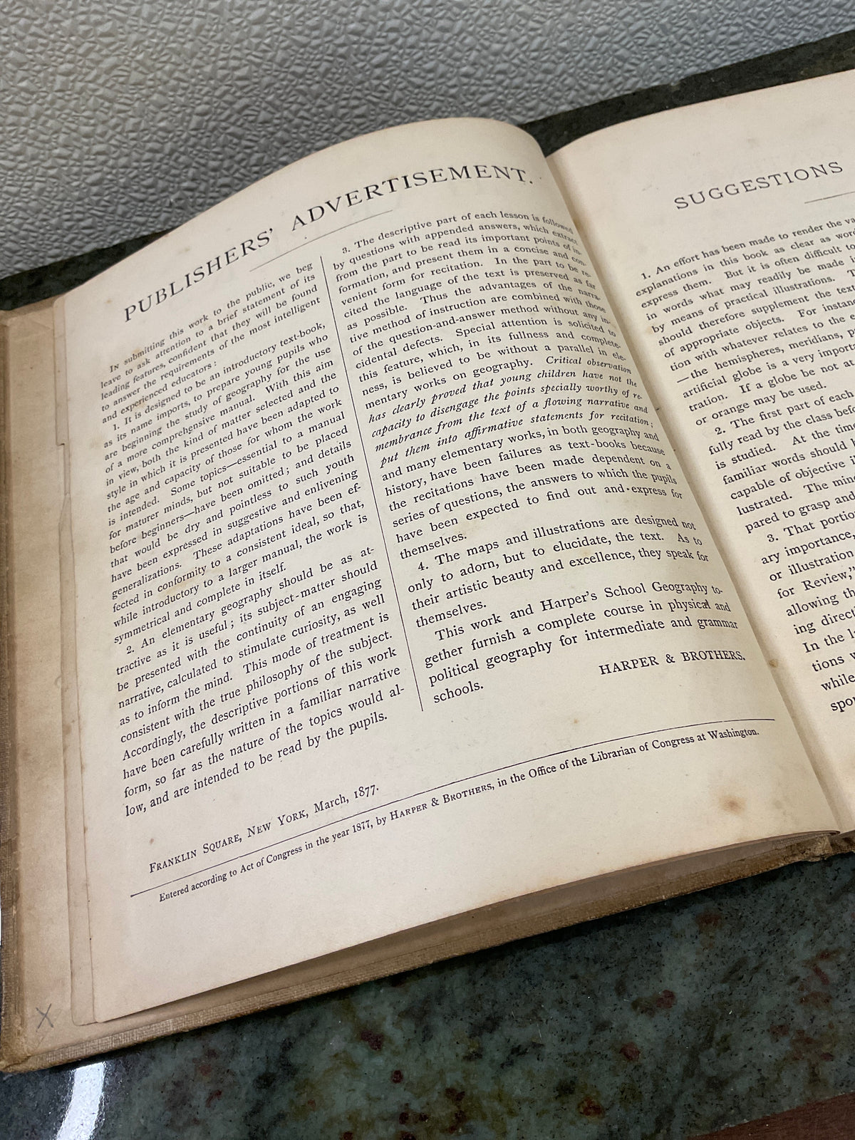 Antique 1877 Harper’s Introductory Geography