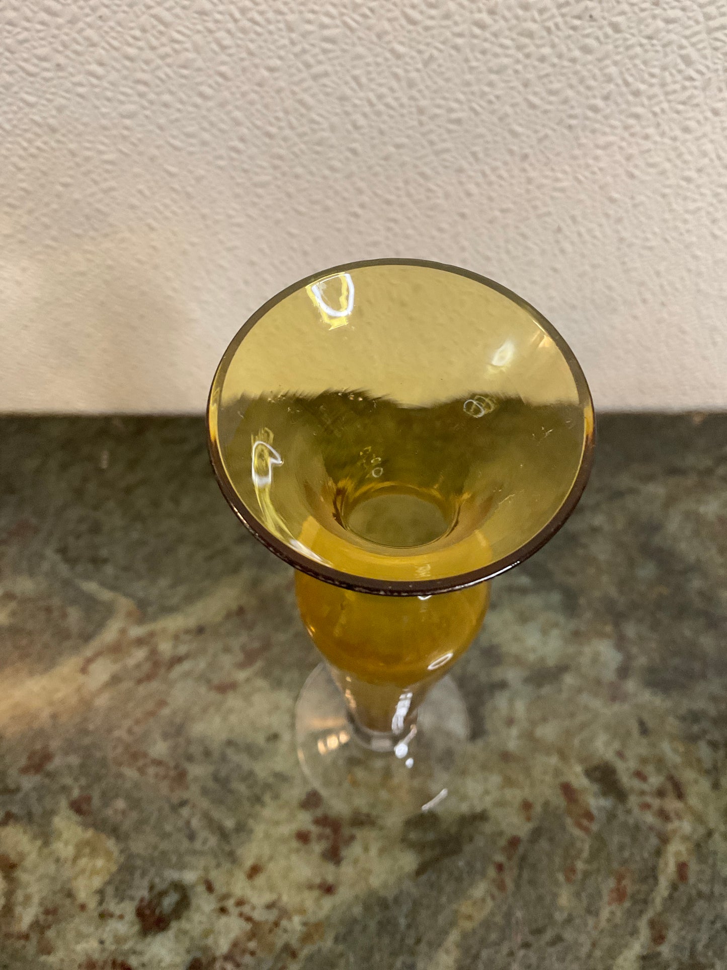 Vintage Amber & Clear Bud Vase