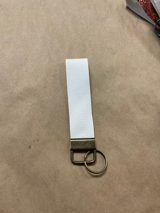 Faux Leather White Wrist Keychain