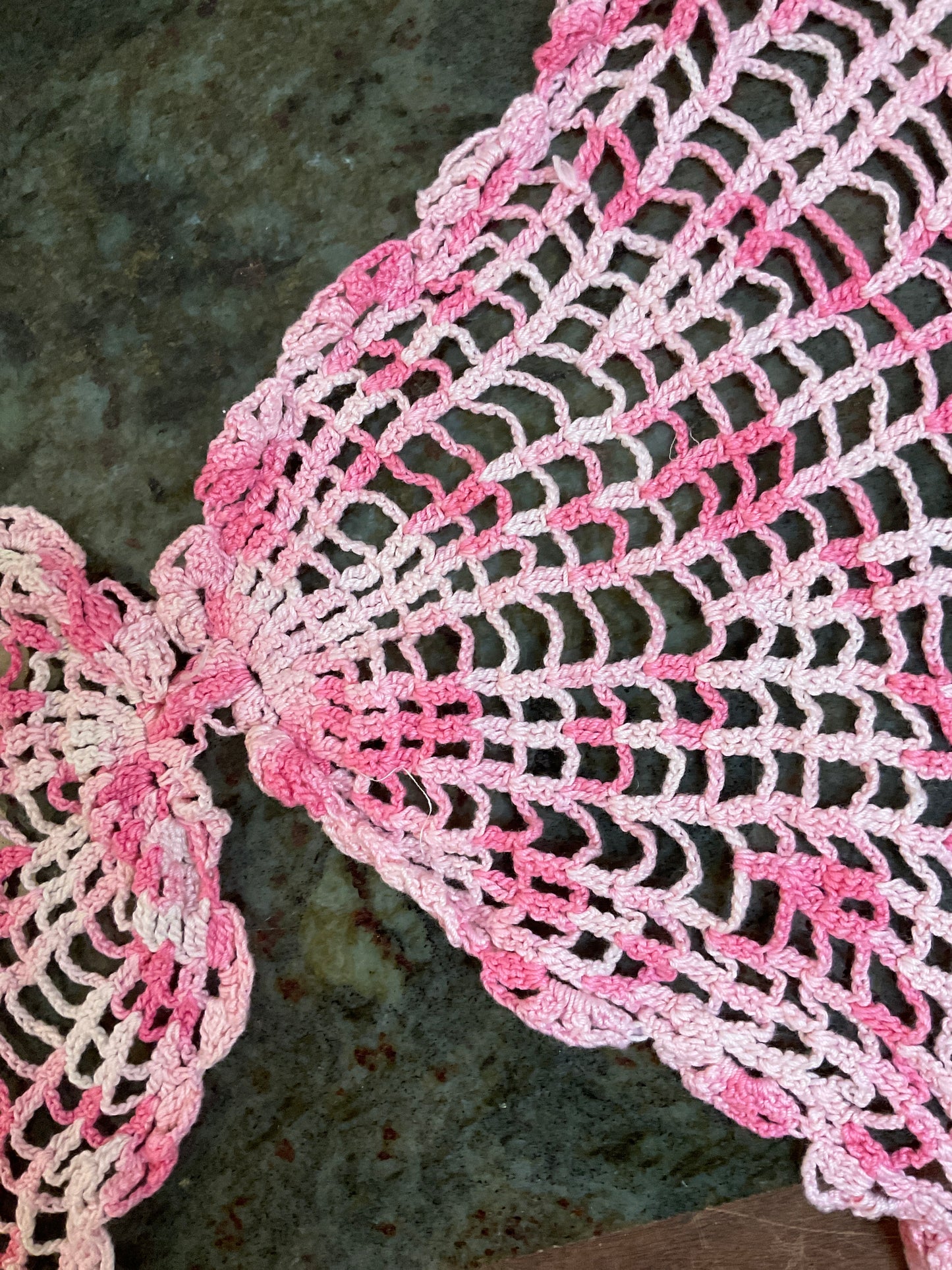 23” Pink & White Butterfly Doily