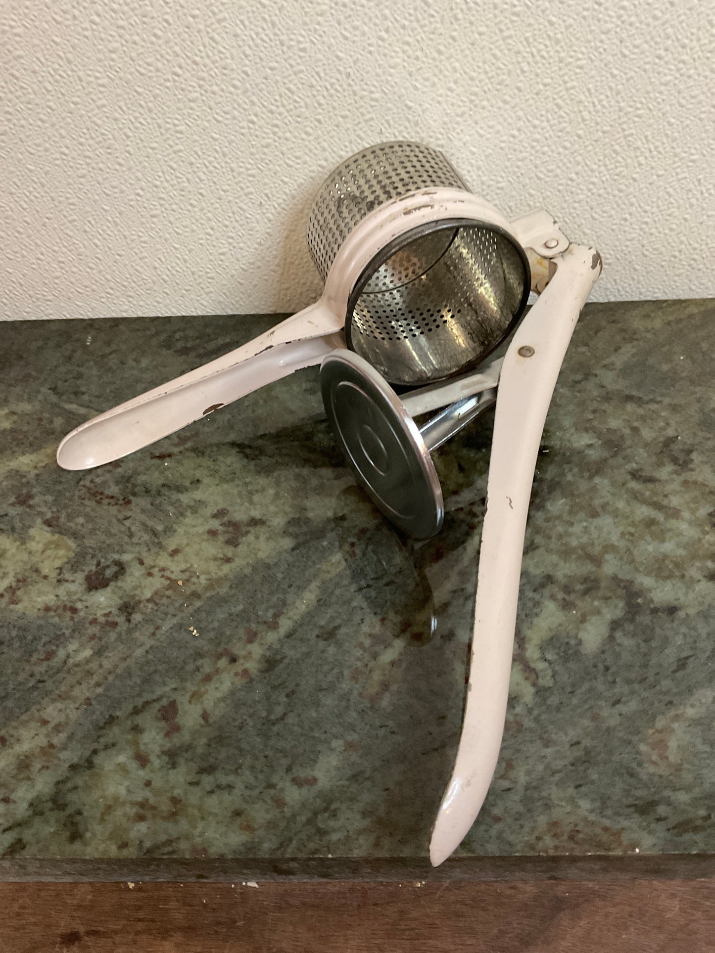 Vintage White Handle Potato Ricer