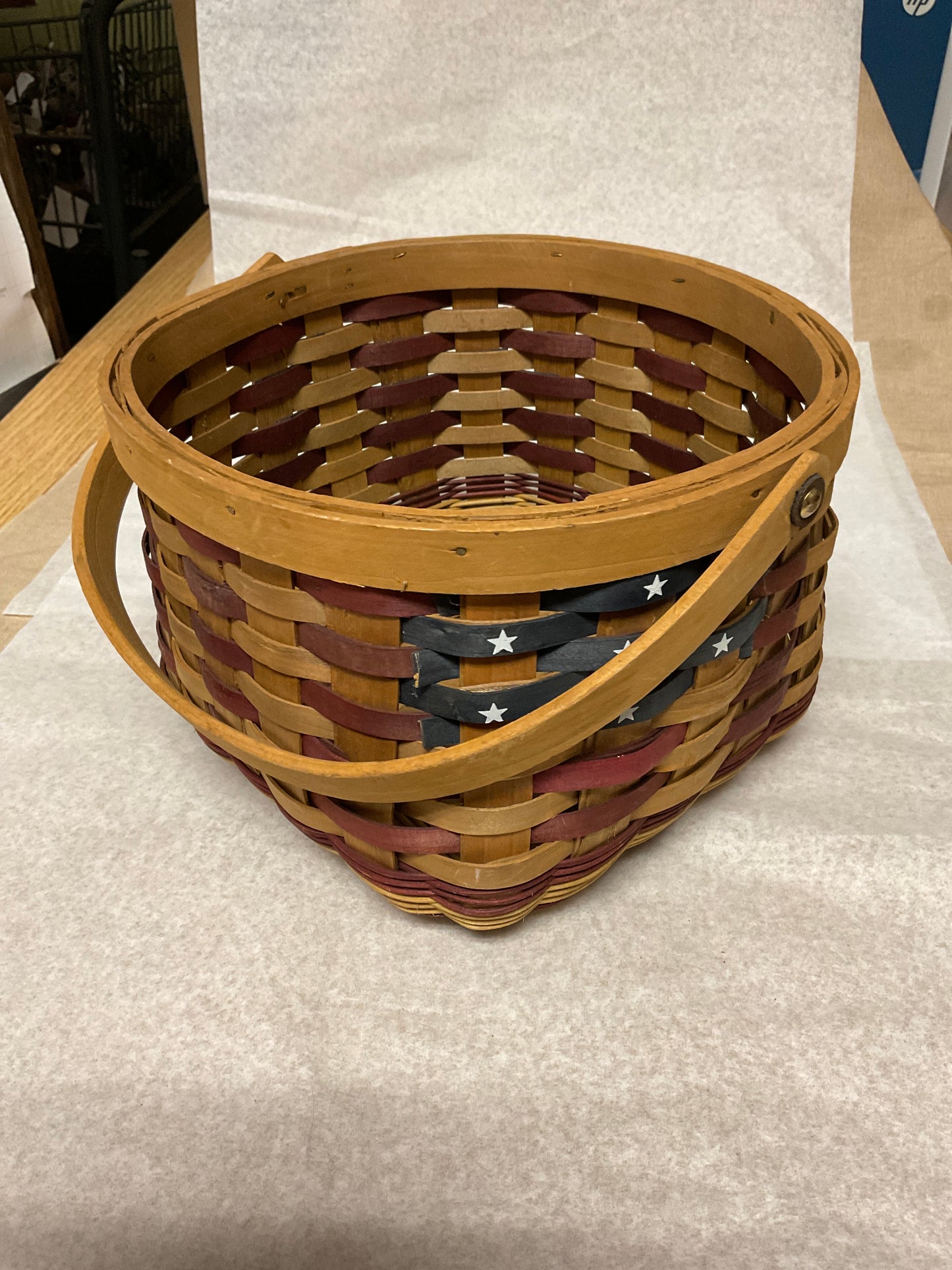 Vintage Patriotic woven Basket with handle