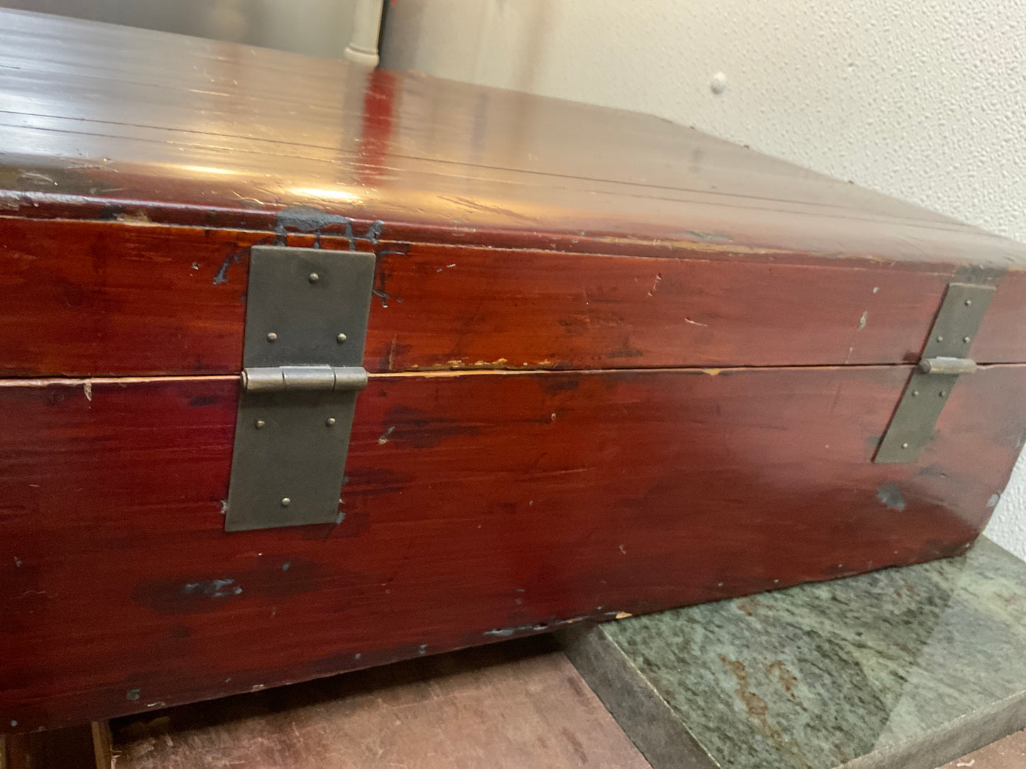 Vtg Wood & Brass Large Box