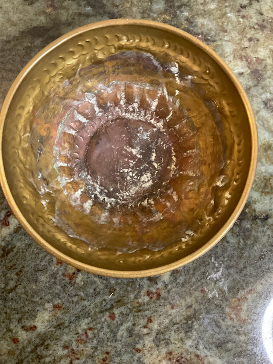 Antique Brass Etched Bowl