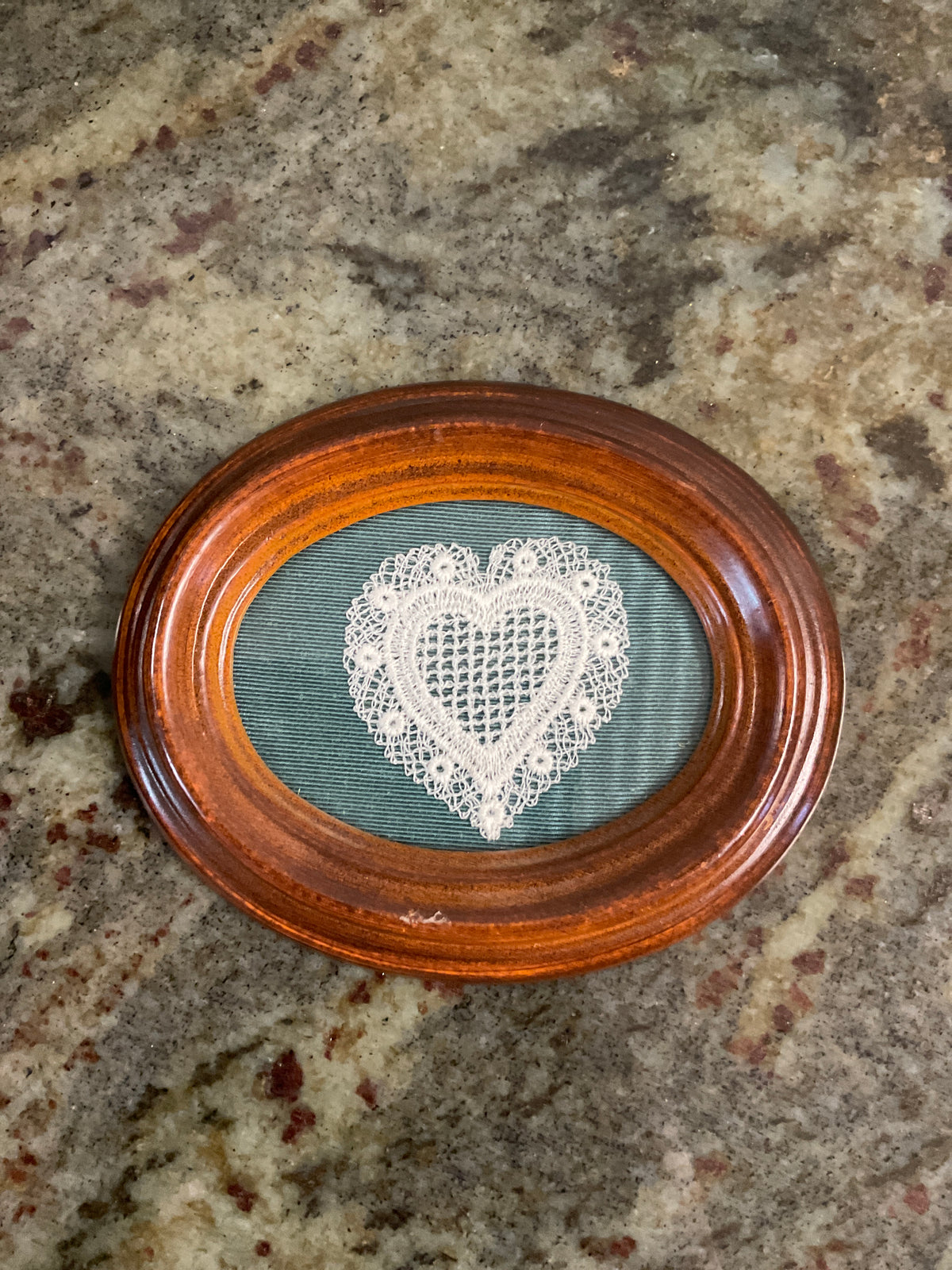 Miniature Framed Heart Doiley