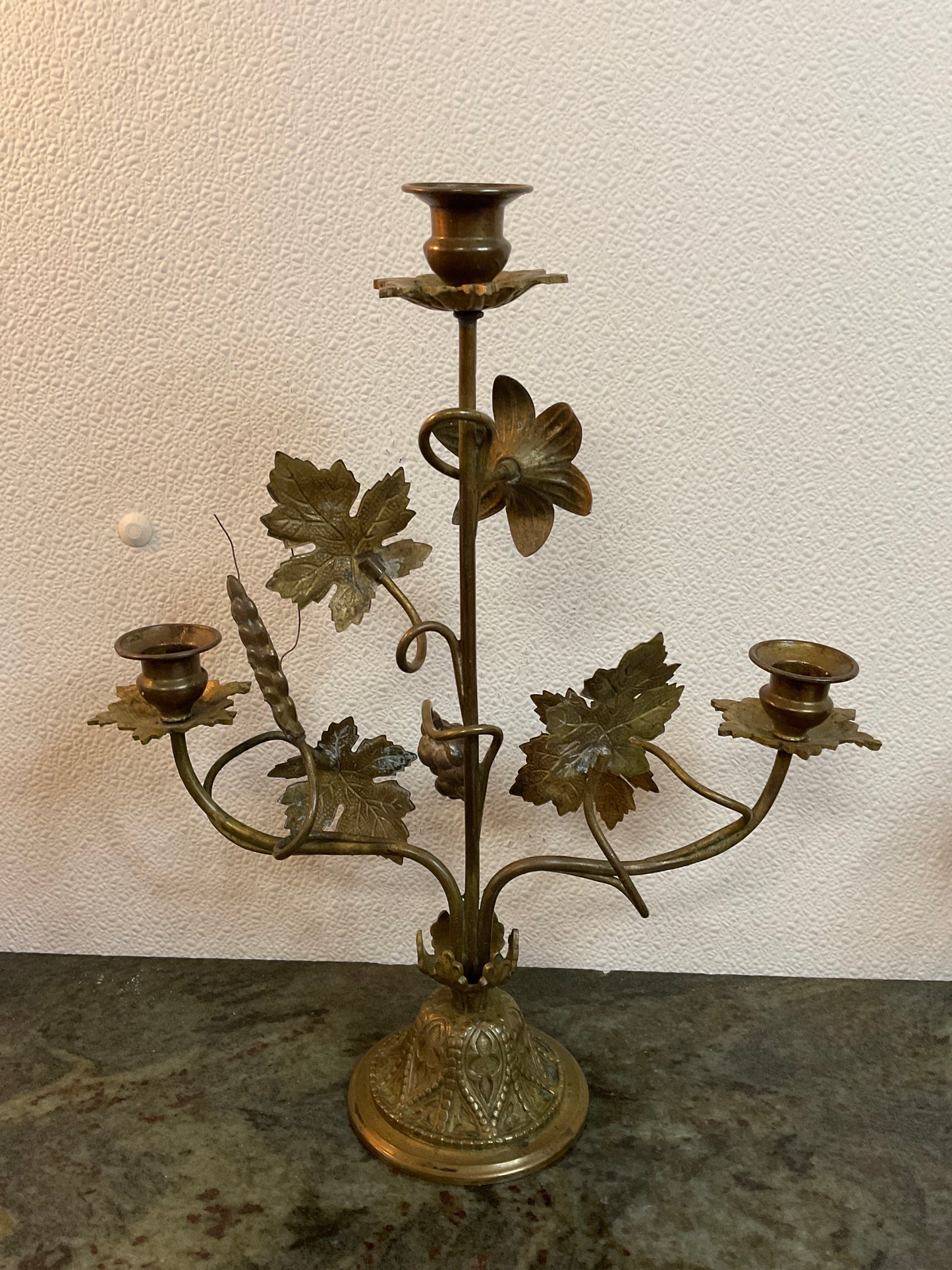 Decorative 3 Arm Brass Candelabra