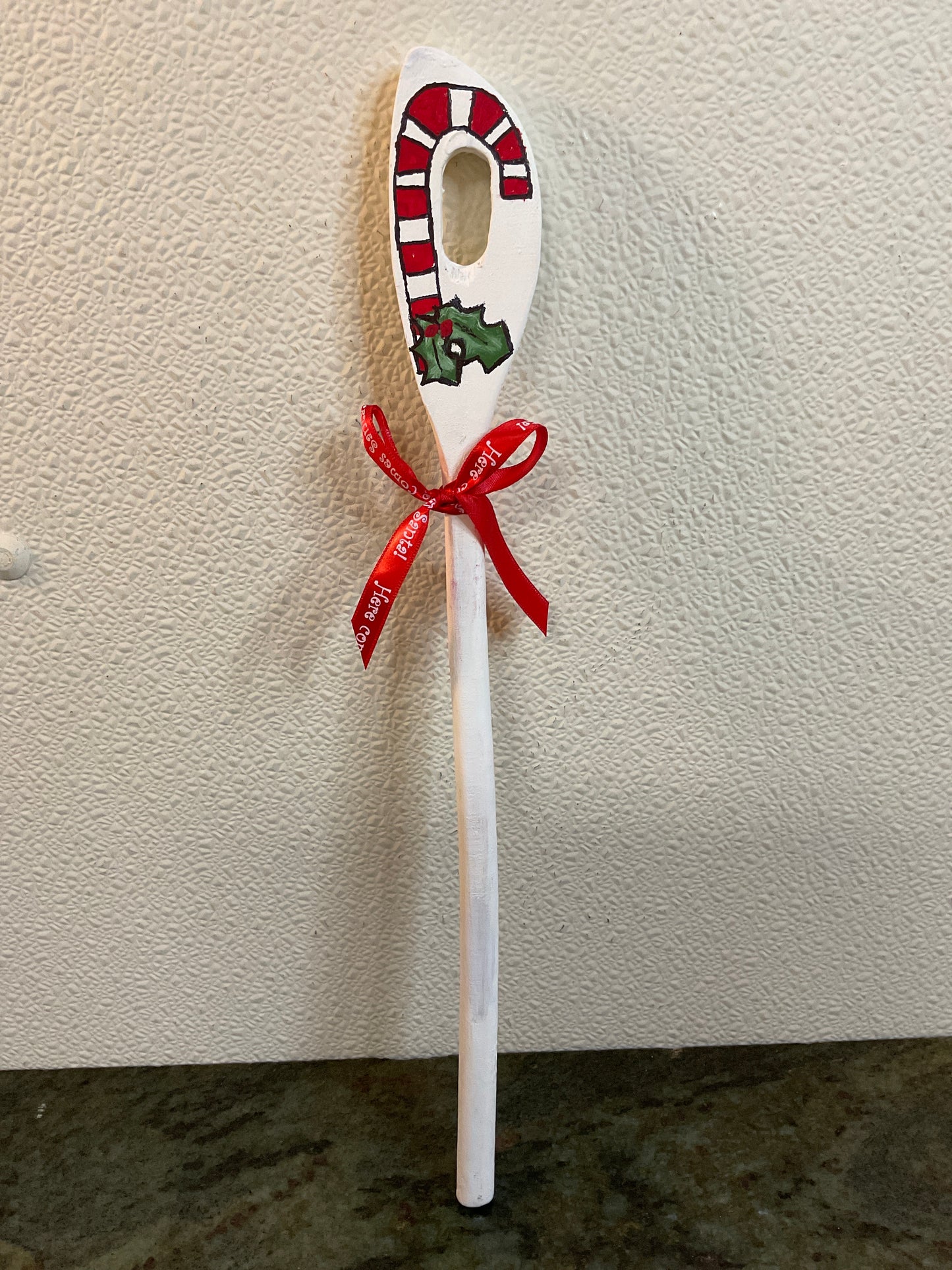 14” SlottedSpoon w/Candy Cane & Holly