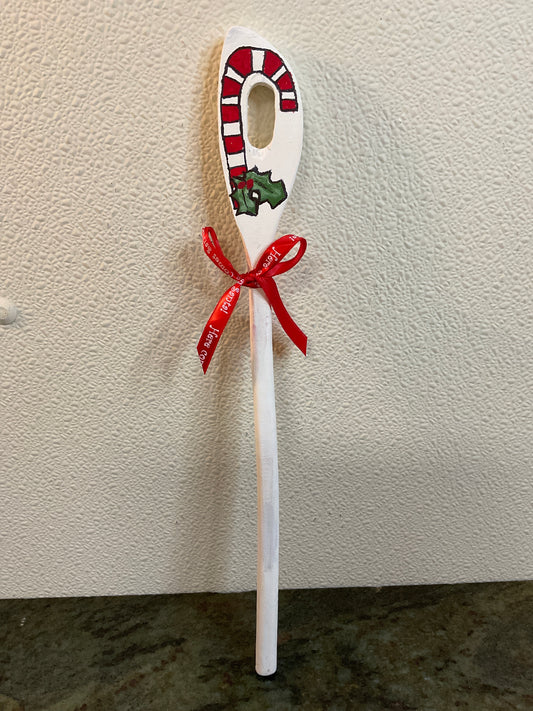 14” SlottedSpoon w/Candy Cane & Holly