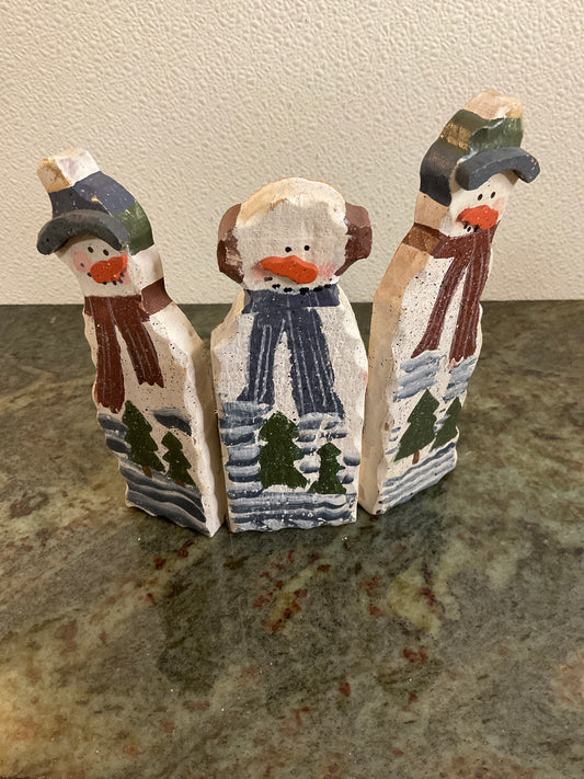 Hand Painted Trifold Snowmen