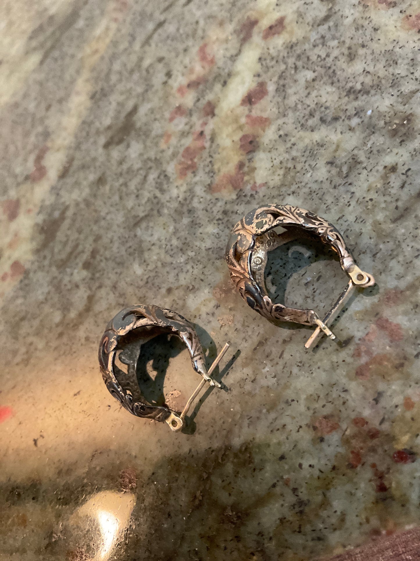 Sterling Silver Filigree Hoop Earrings