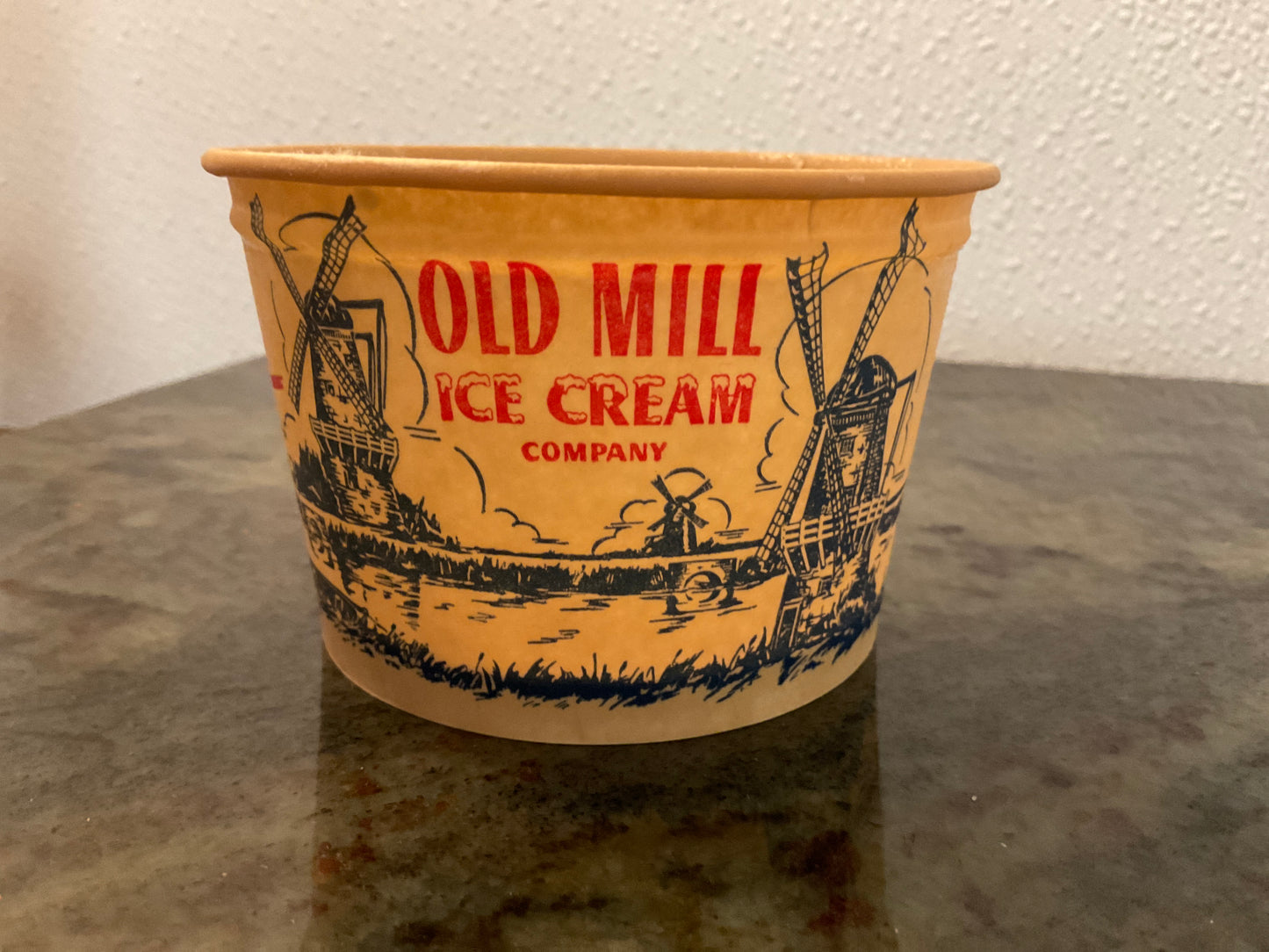 Vintage 8oz Old Mill Ice Cream Wax Paper Cup