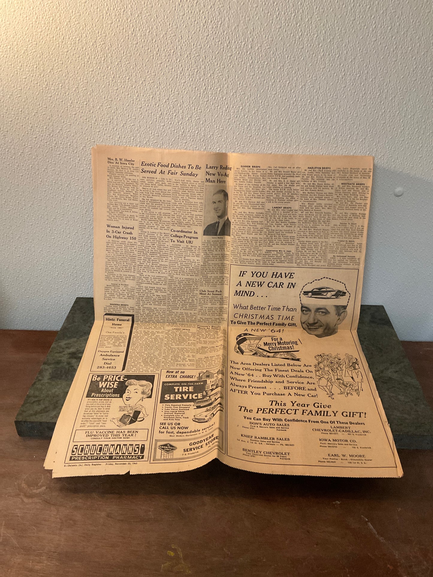 The Oelwein Daily Register November 22 1963 President Kennedy Assassinated