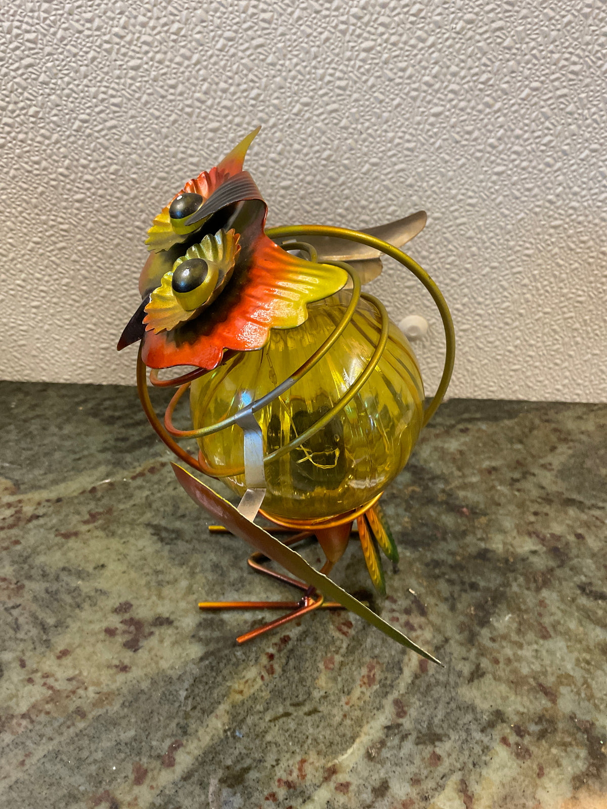 Light up Owl Metal Art Figurine