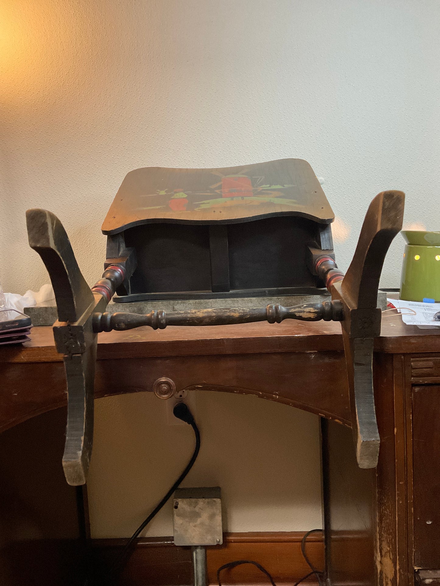 Vintage 1920’s Polychrome Wooden Magazine Rack
