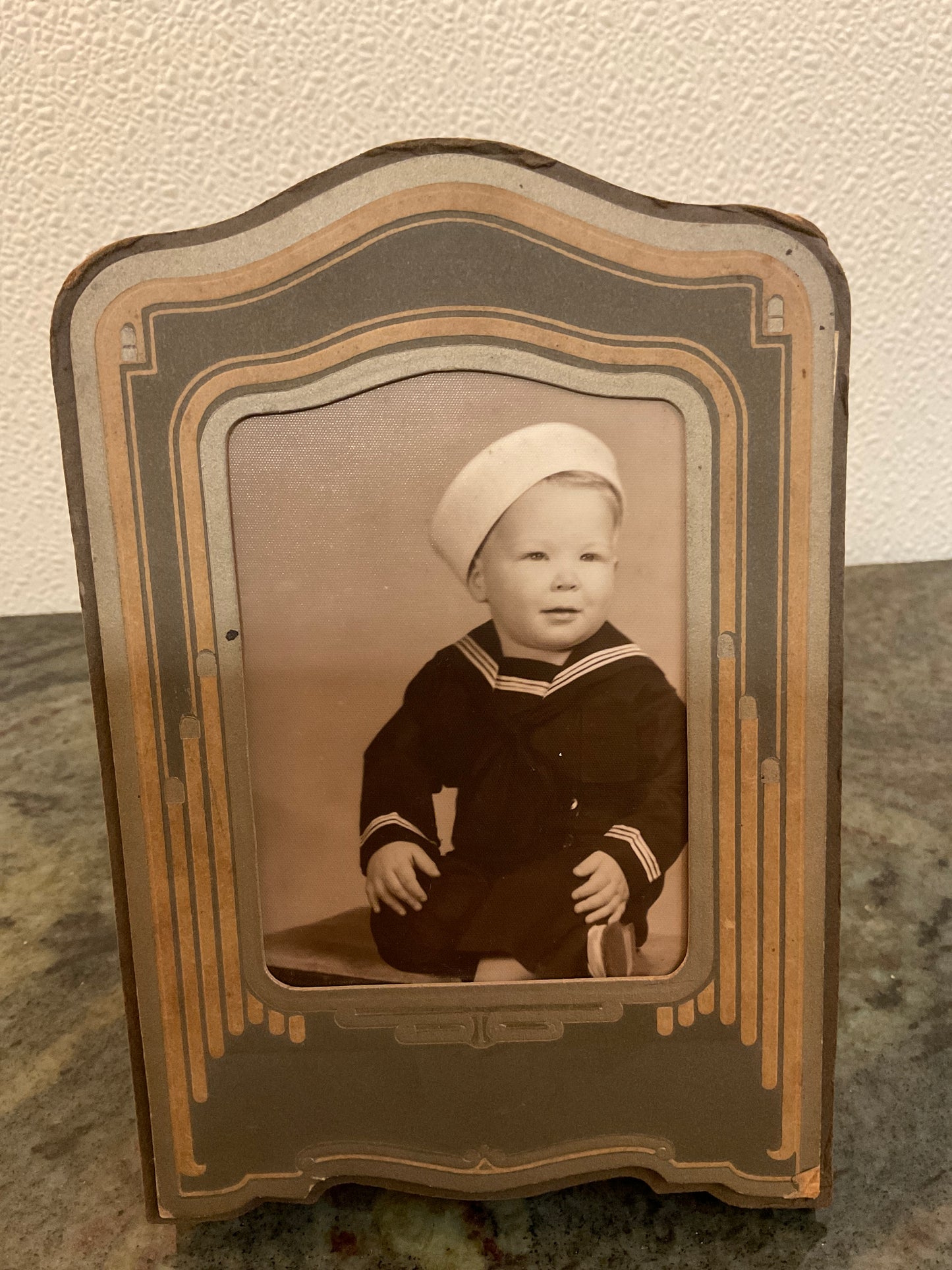 Folding Portrait Toddler Boy In Sailer Uniform