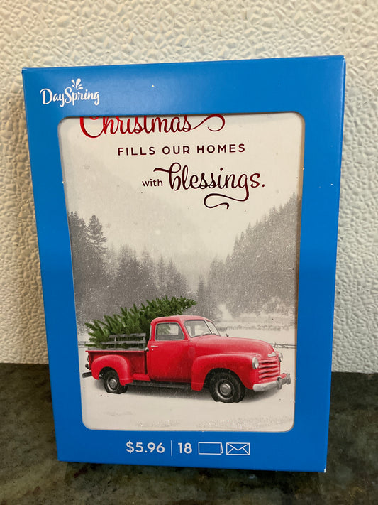 18 Christmas Cards & Envelopes/Red Truck