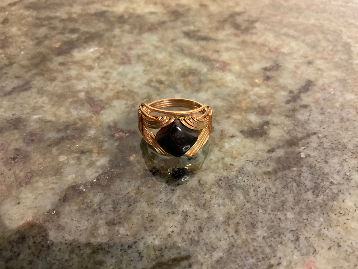 Handmade Gold Wire-Wrapped Onyx Ring