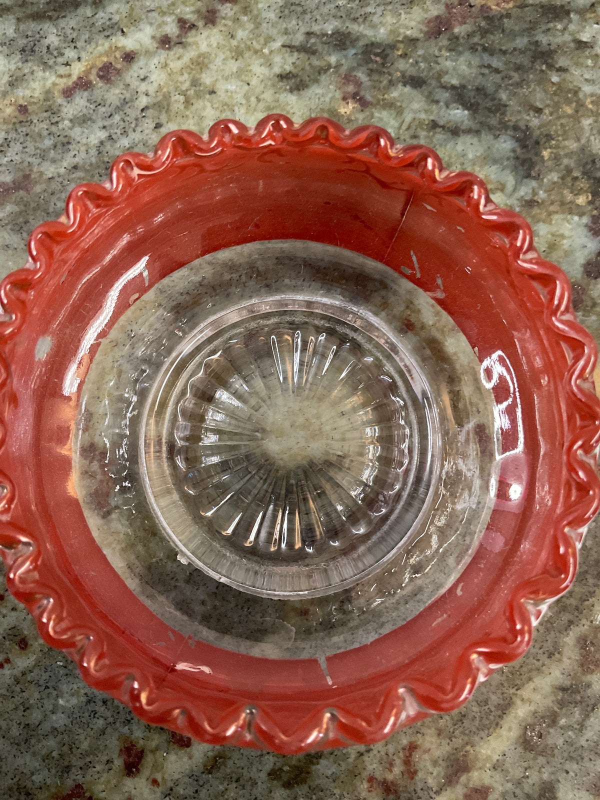 Vintage Clear Glass w/pine Frosted Bowl