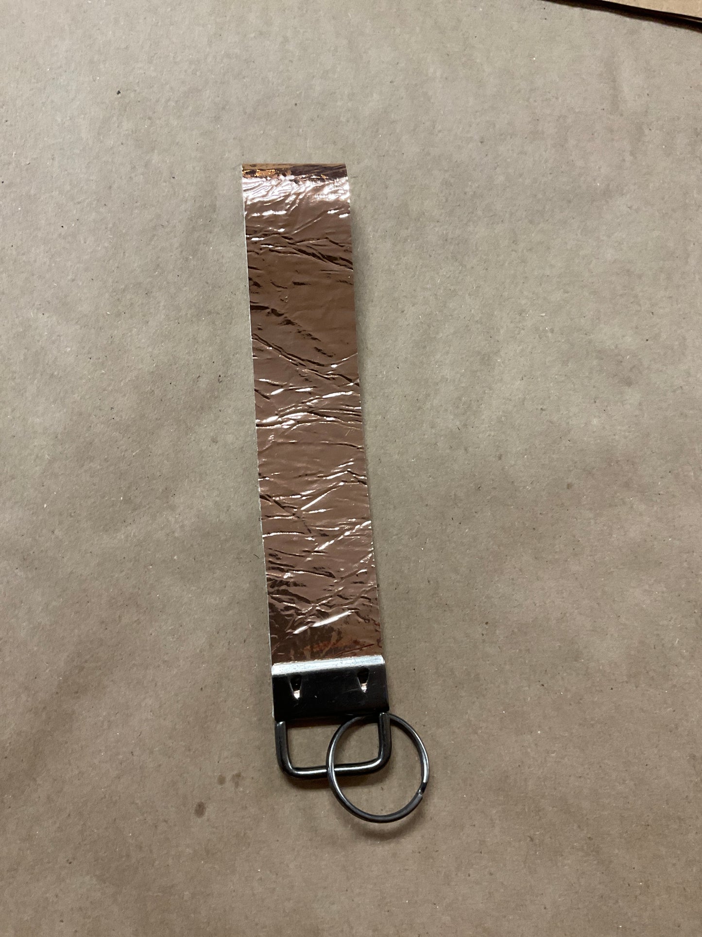 Faux Leather Rose Gold Wrist Keychain