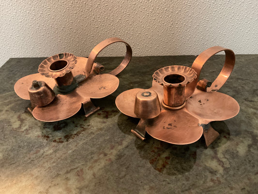 Copper Candle Holders with Snuffers. Set of 2