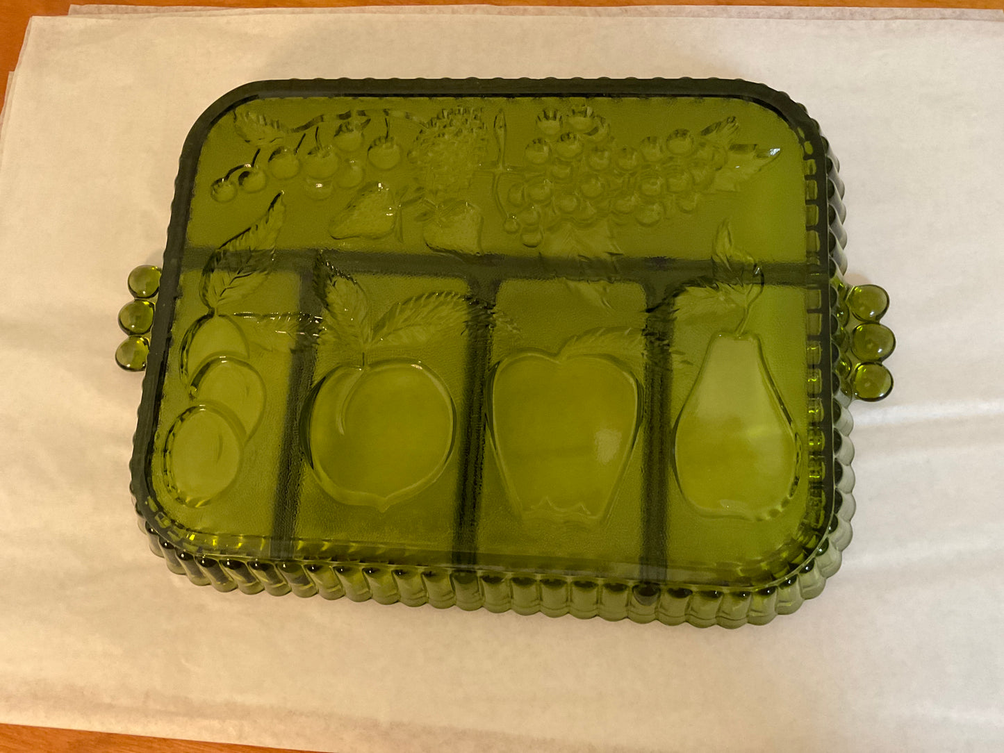 Green Glass Relish Tray