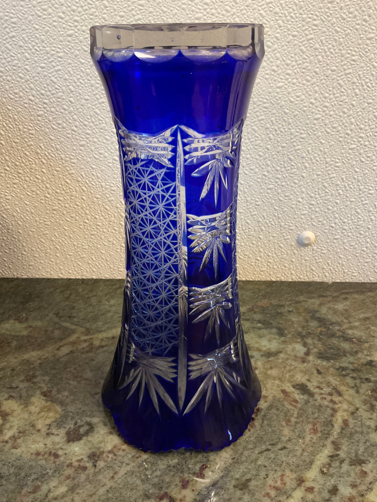 Bohemian Cut to Clear Crystal Vase