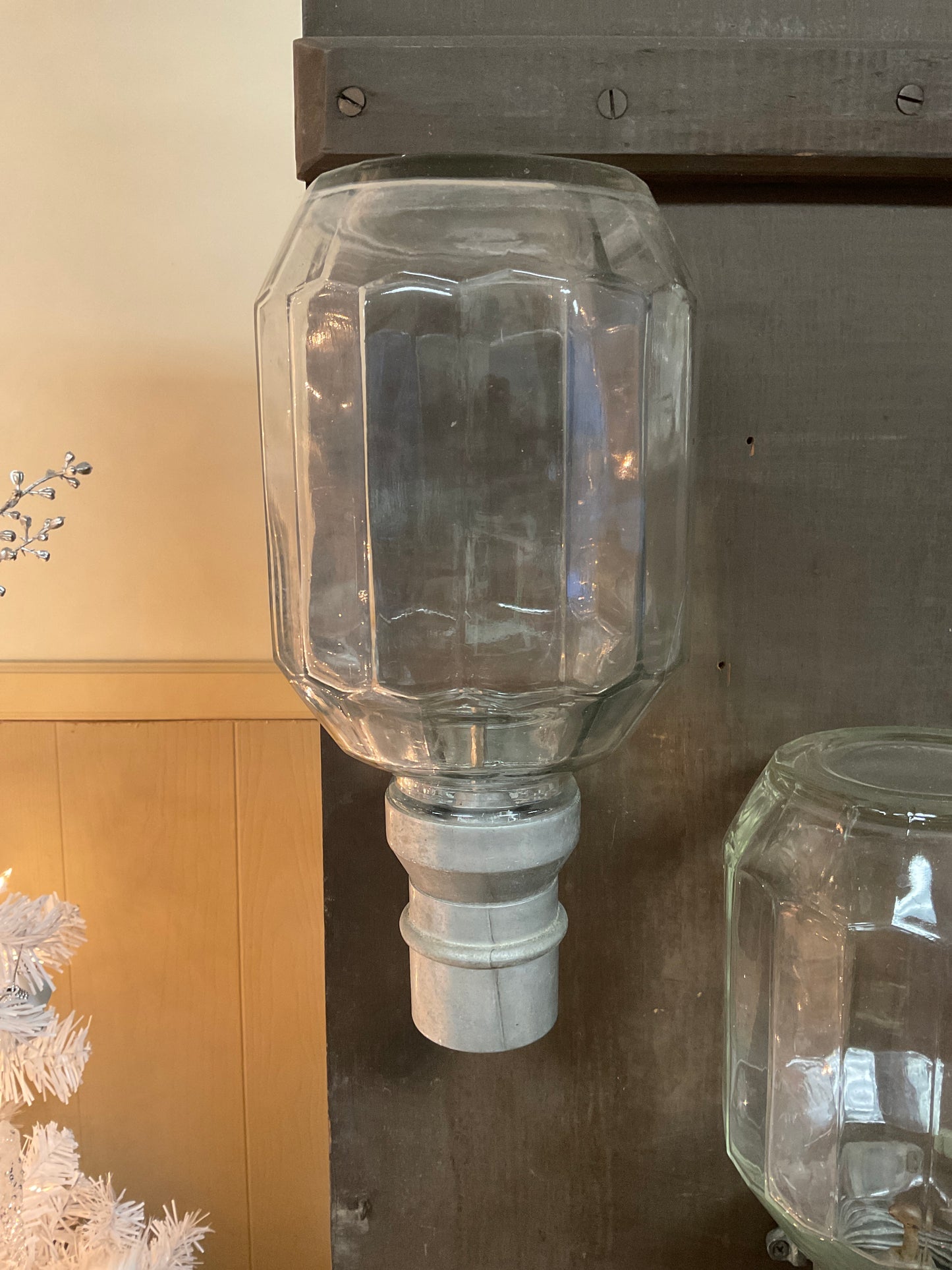Vintage Large Glass Powder Malt Dispenser