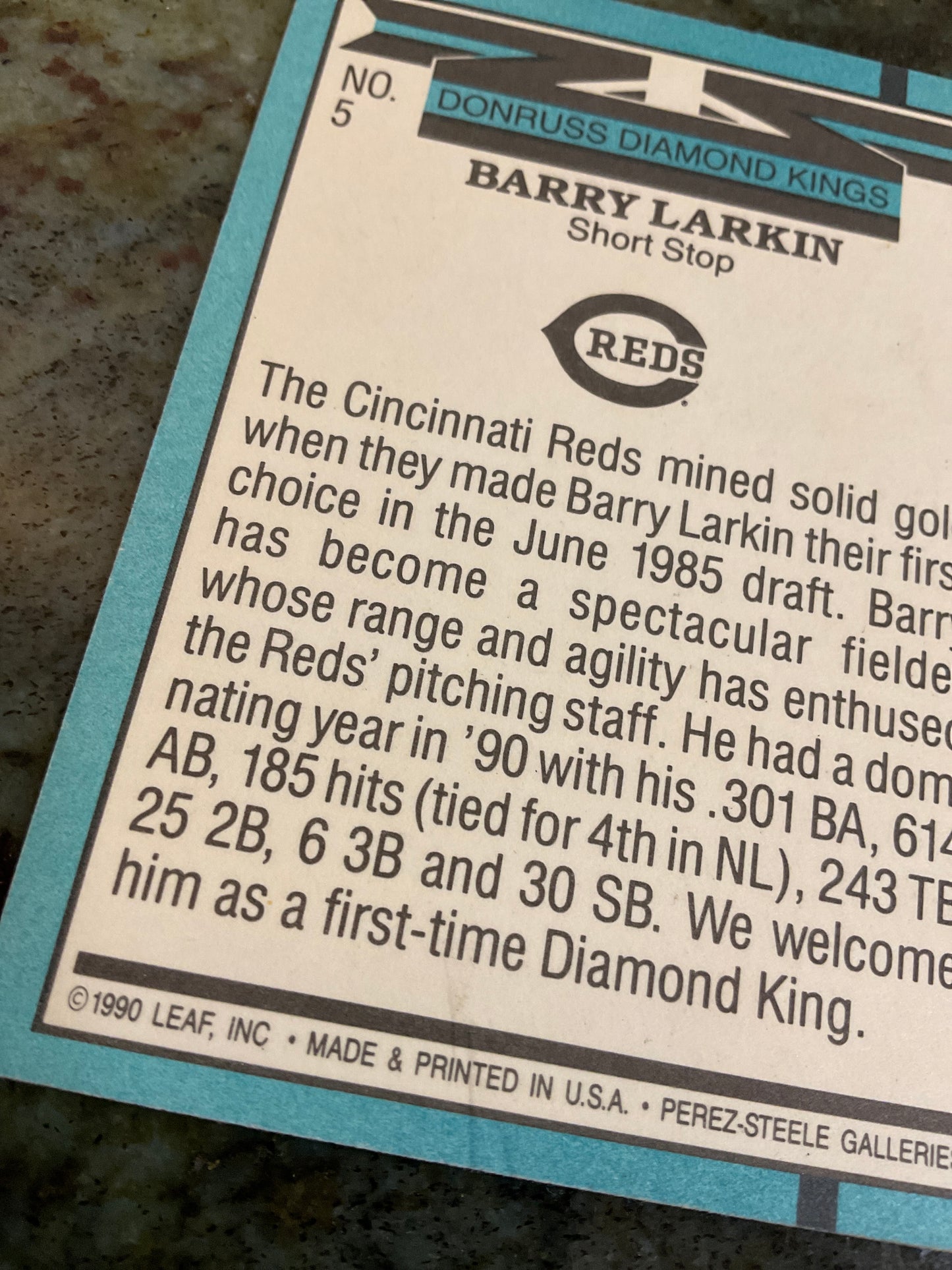 Donruss Diamond Kings 1990 Barry Larkin