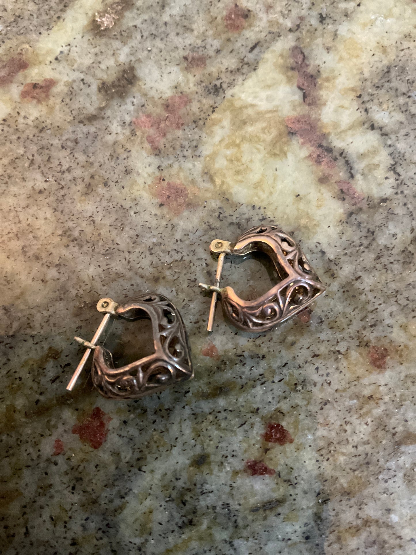 Filigree Sterling Silver Heart Hoop Earrings