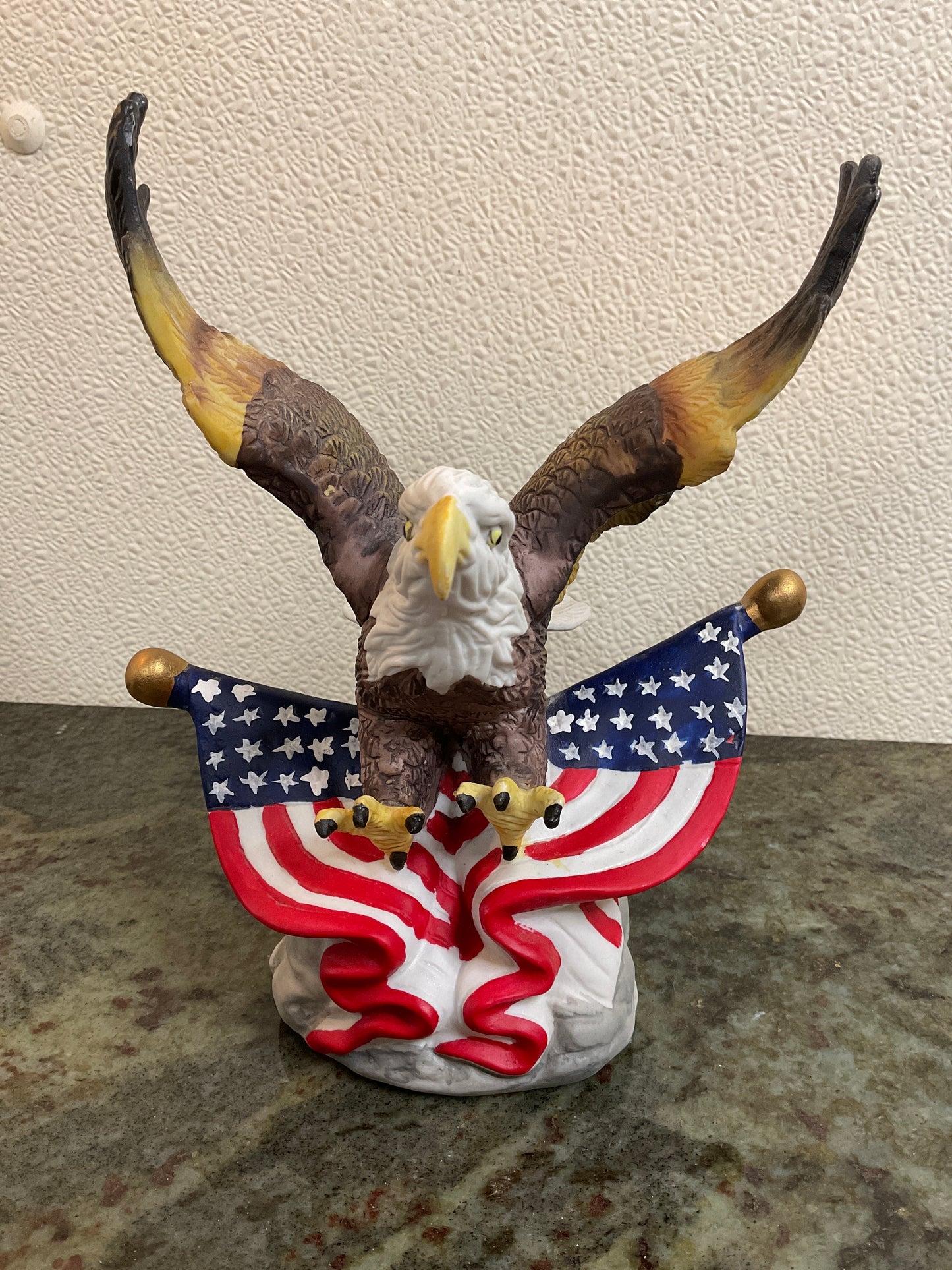 Ceramic Bald Eagle/American Flag Figurine