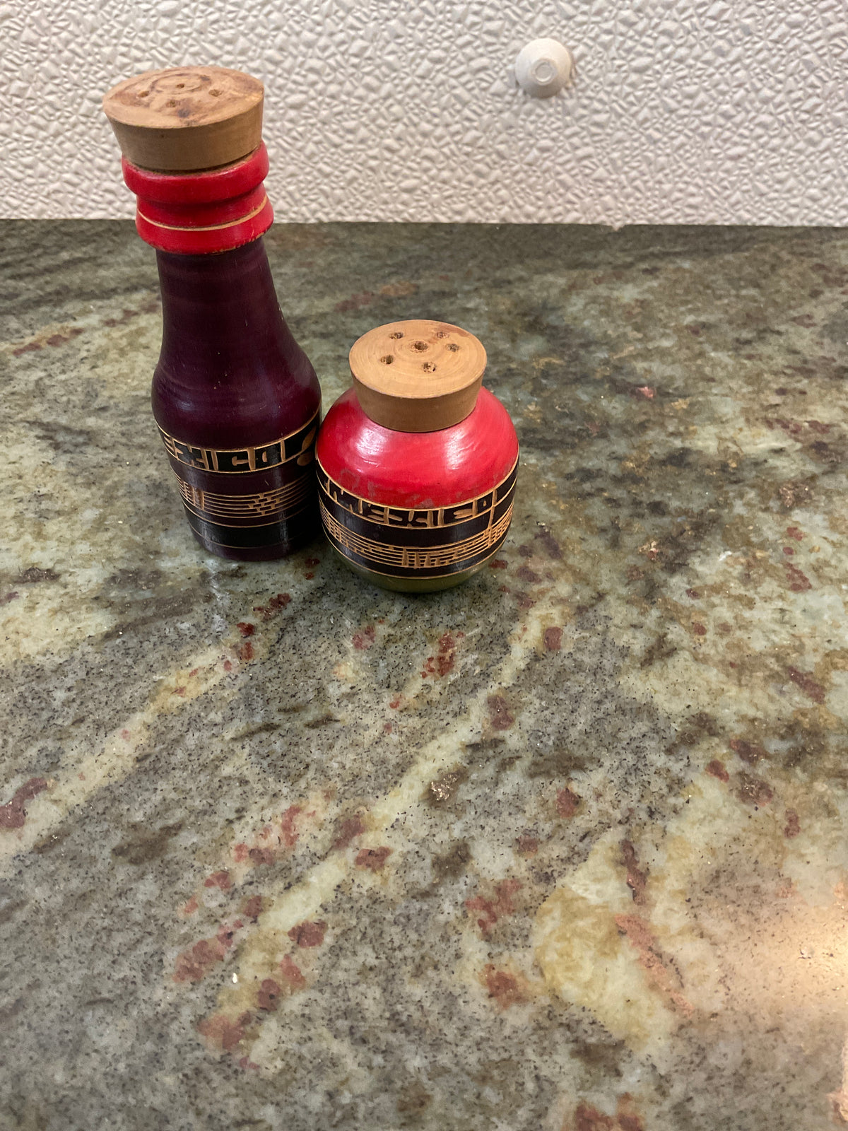 H d Carved and Painted Salt & Pepper Shakers