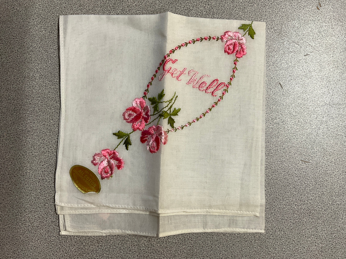 Vtg Get Well Handkerchief from Switzerland