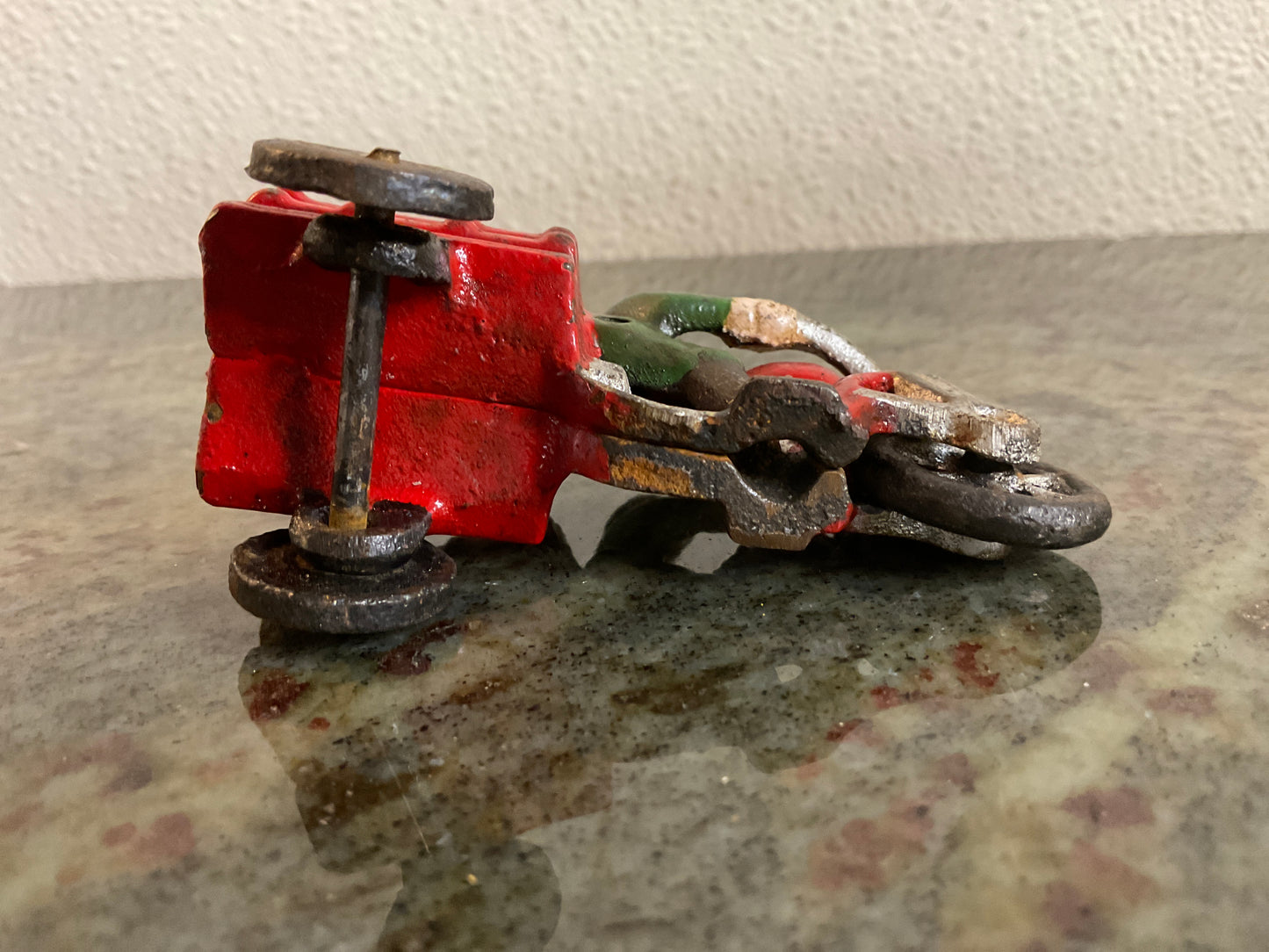 Vintage Cast Iron Toy Motorcycle Tricycle
