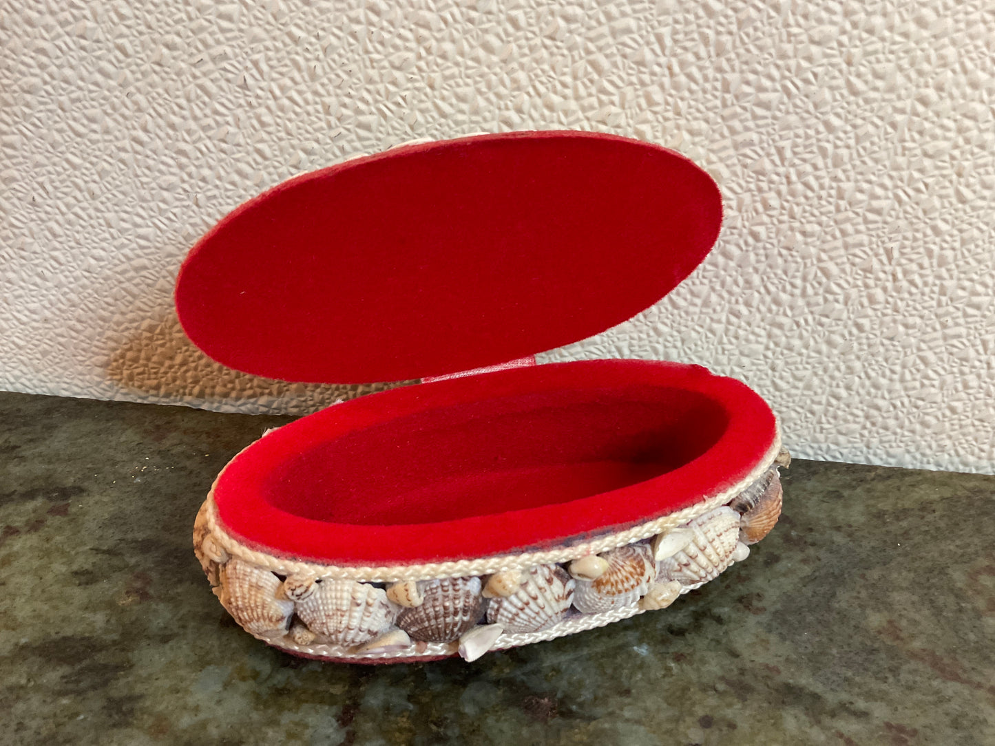 Vintage Oval Seashell Trinket Box