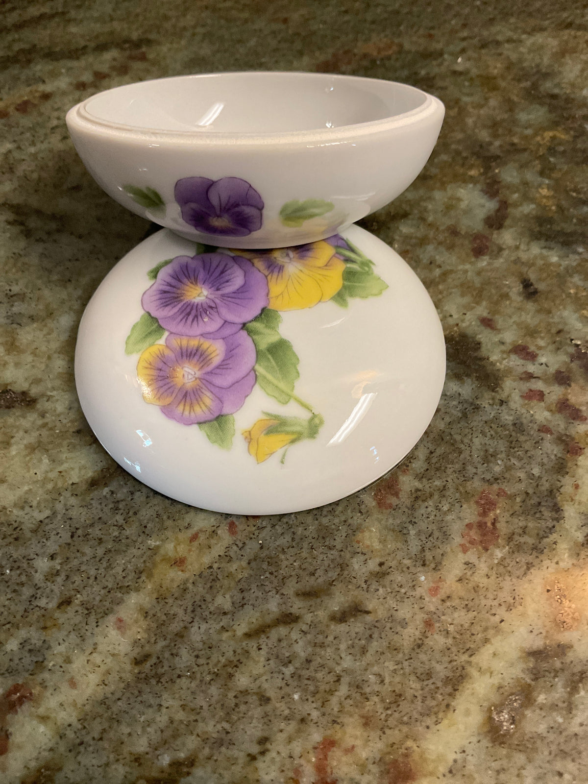 Porcelain  Pansy Trinket Box