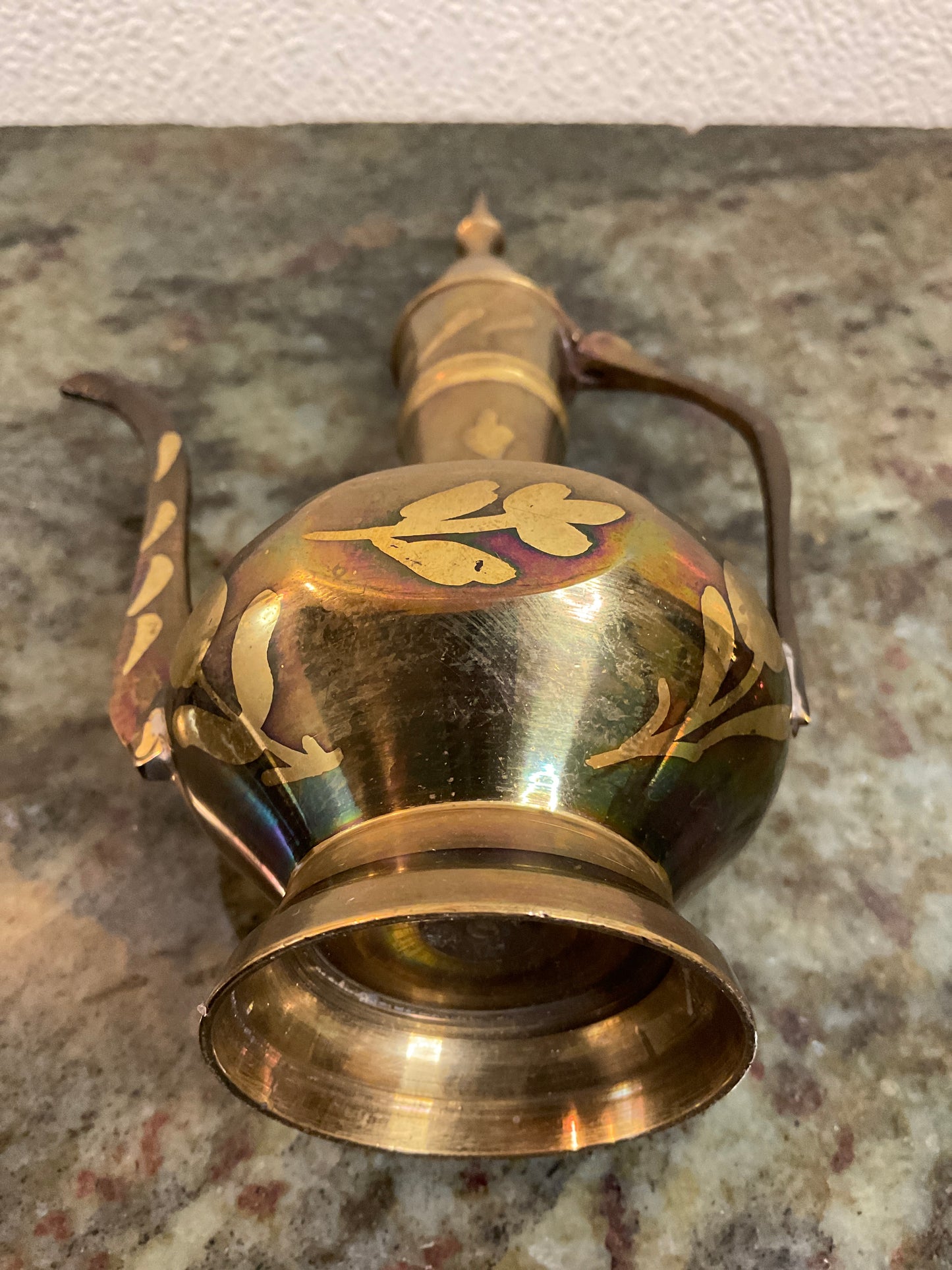 Vtg Mini Turkish Brass Teapot & 6 Cups/Goblets