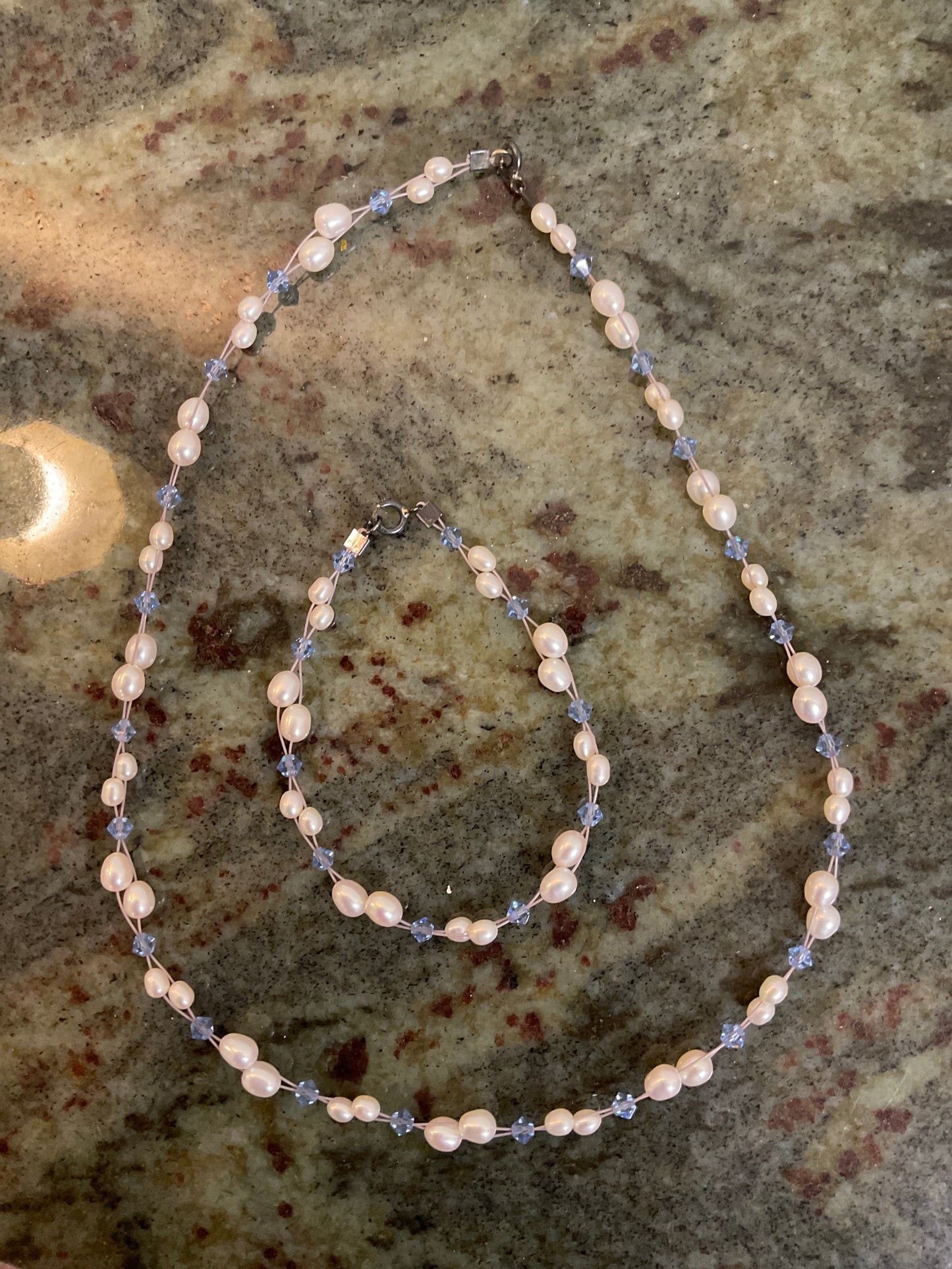 Pearl & Crystal Beaded Necklace/Bracelet
