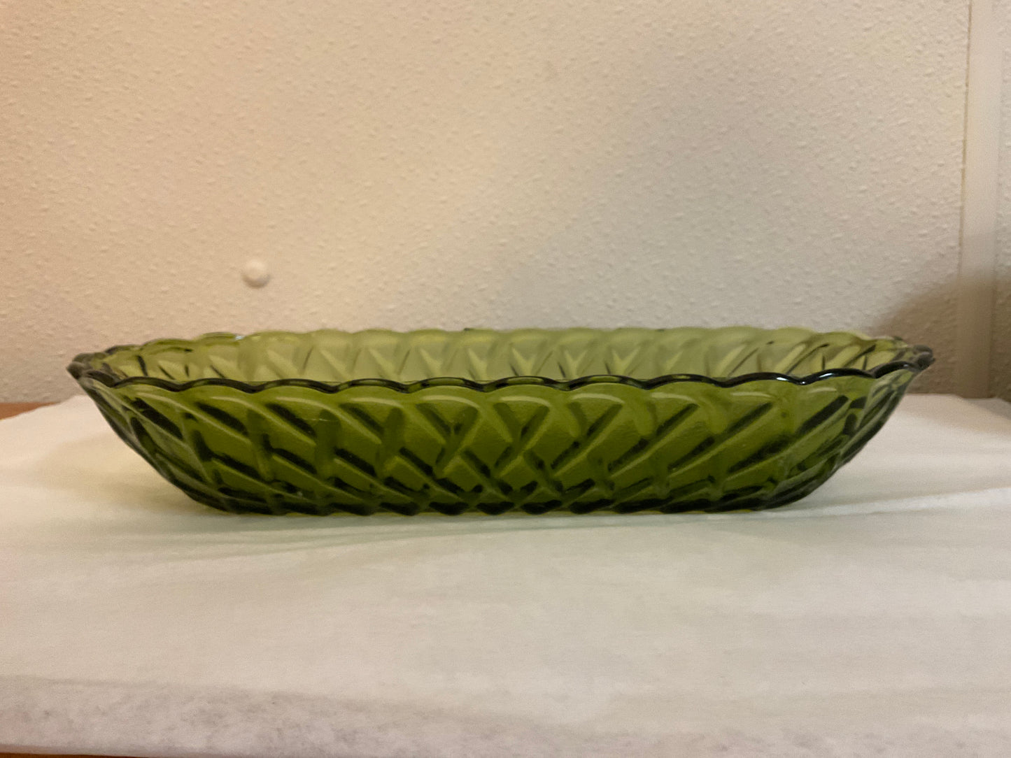 Vintage Green Glass Celery Bowl