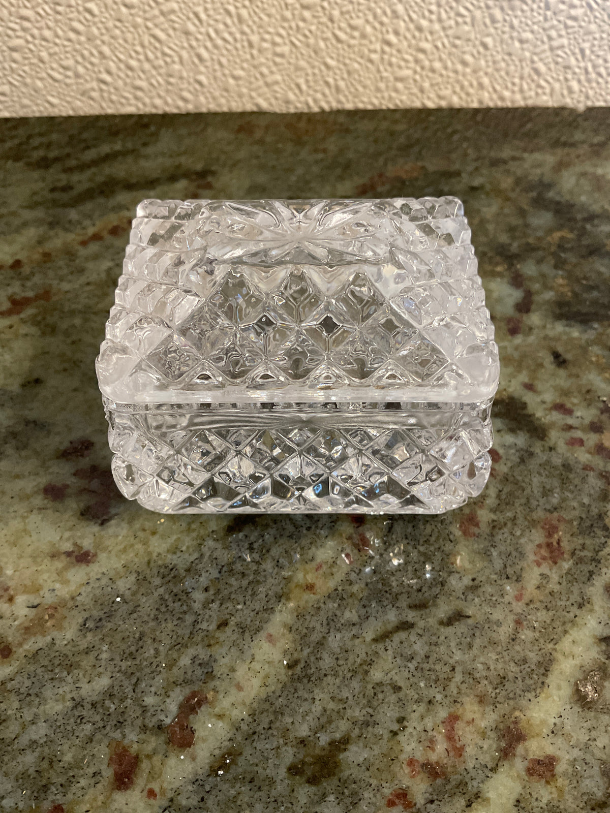 Vintage Cut Clear Glass Trinket Box