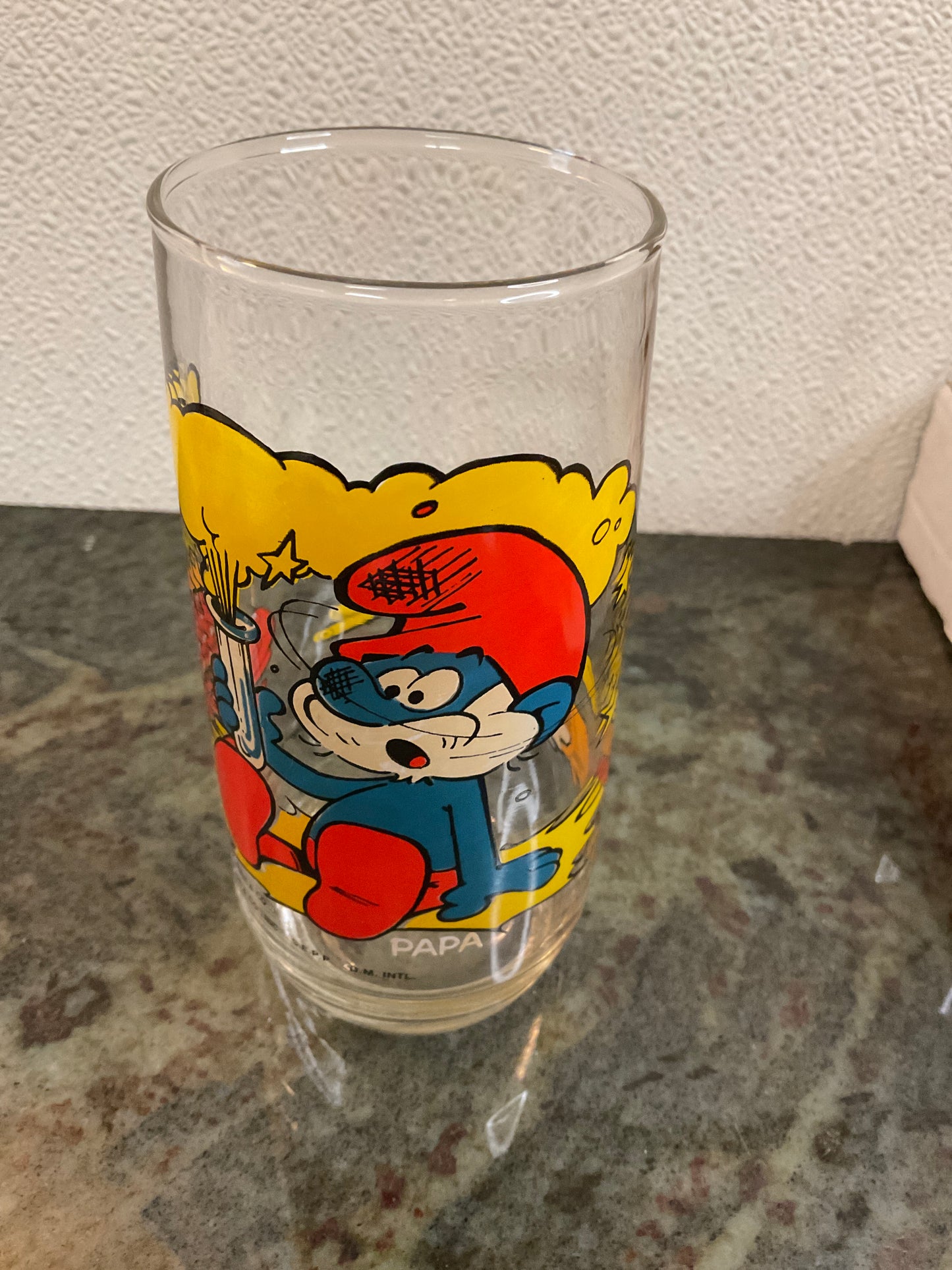 Vintage” Papa” Smurf Collectible Glass