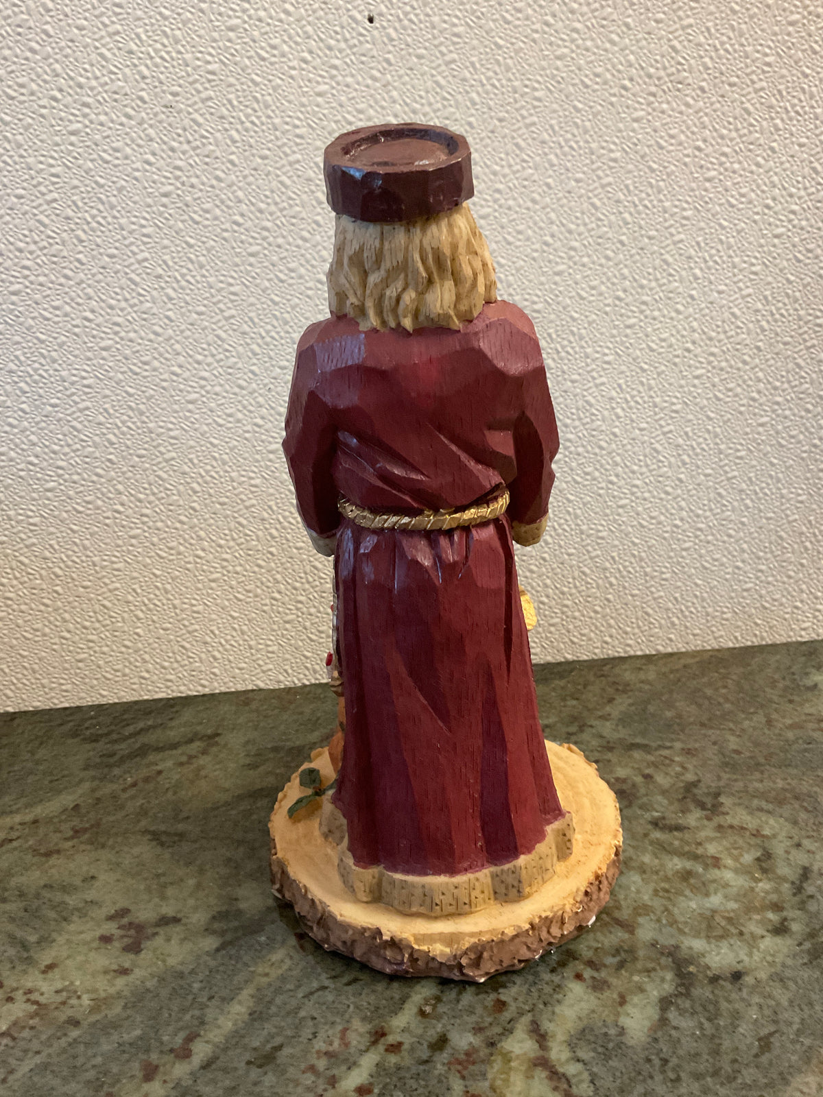 Wood Look Resin Santa Figurine