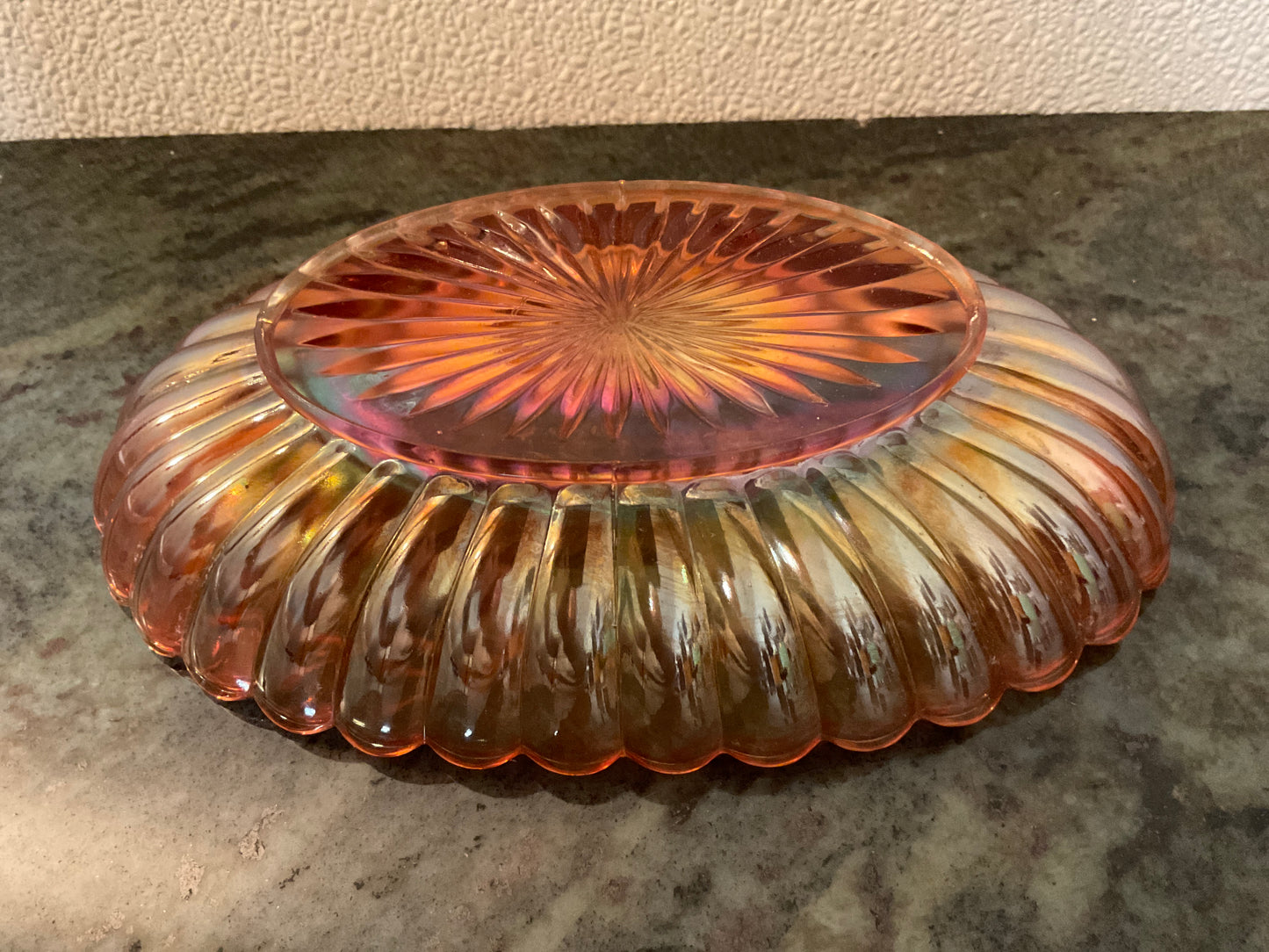 Marigold Carnival Glass Oval Bowl