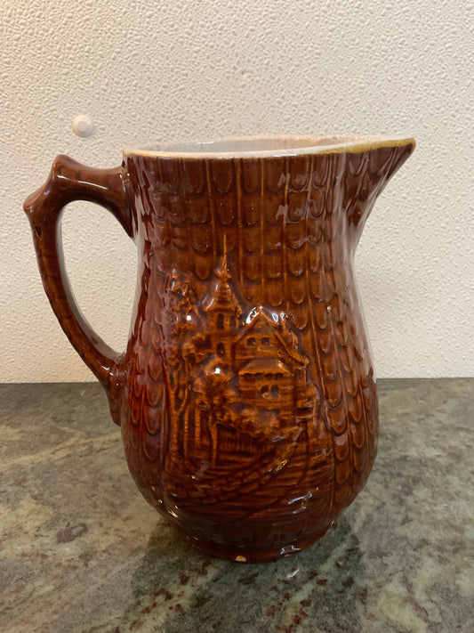 Brown Salt Glazed Stoneware Pitcher