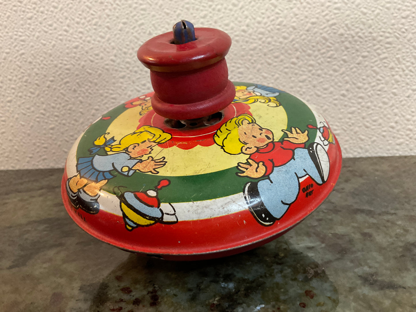 Vintage Ohio Art Company Tin Litho Spinning Top
