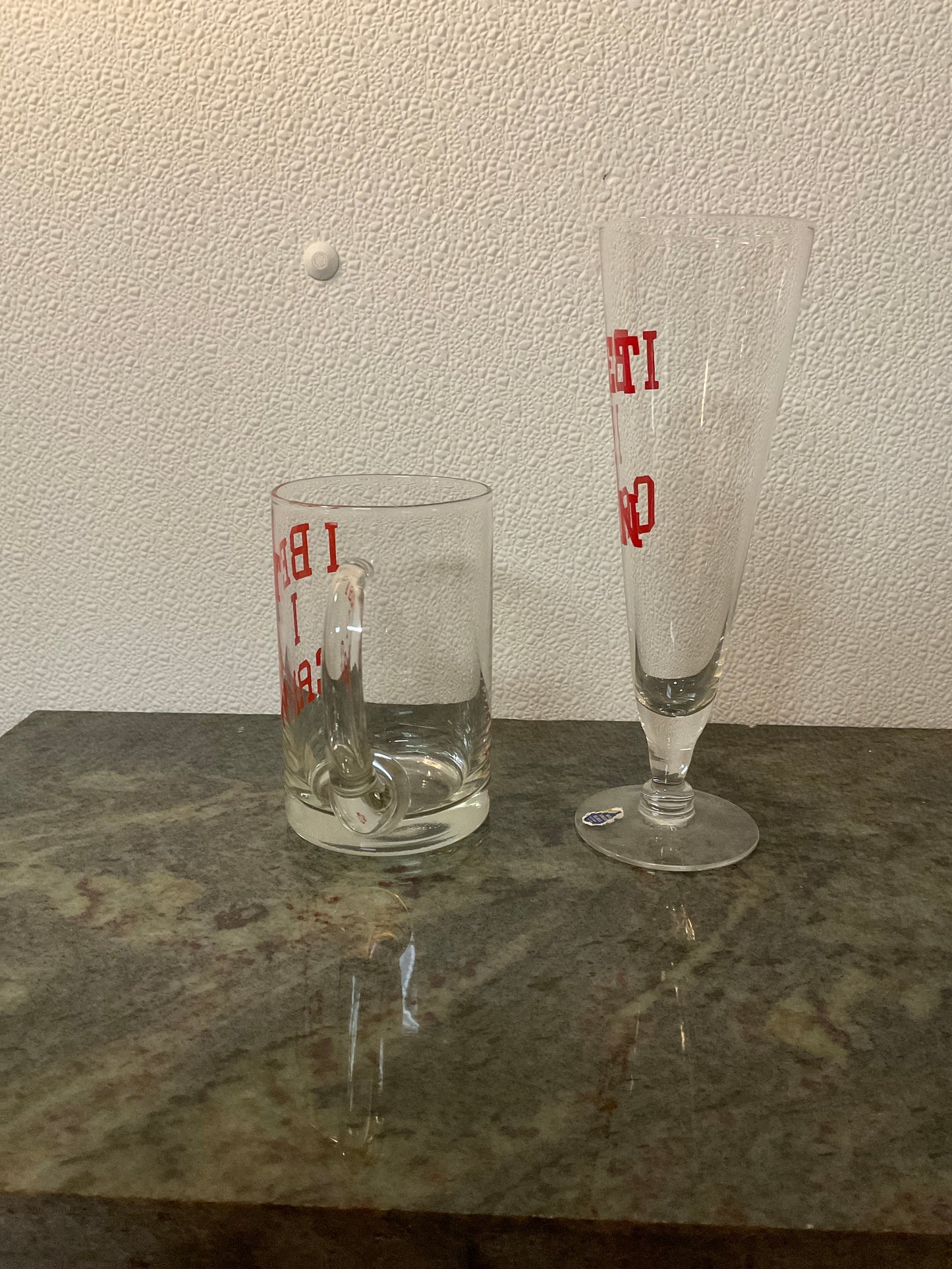 West Virginia Glass Set “ I Bet I Can”